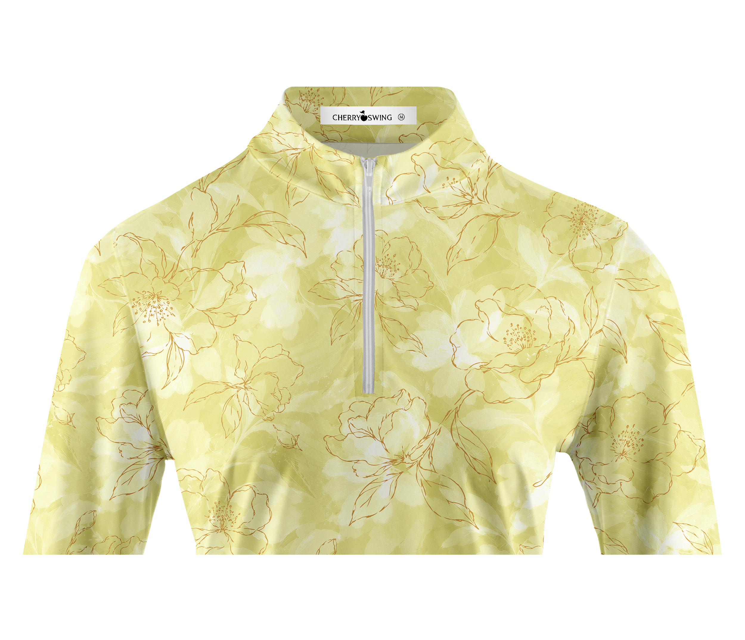Cherryswing Women's Botanical Floral Pattern Long Sleeve Golf Shirt