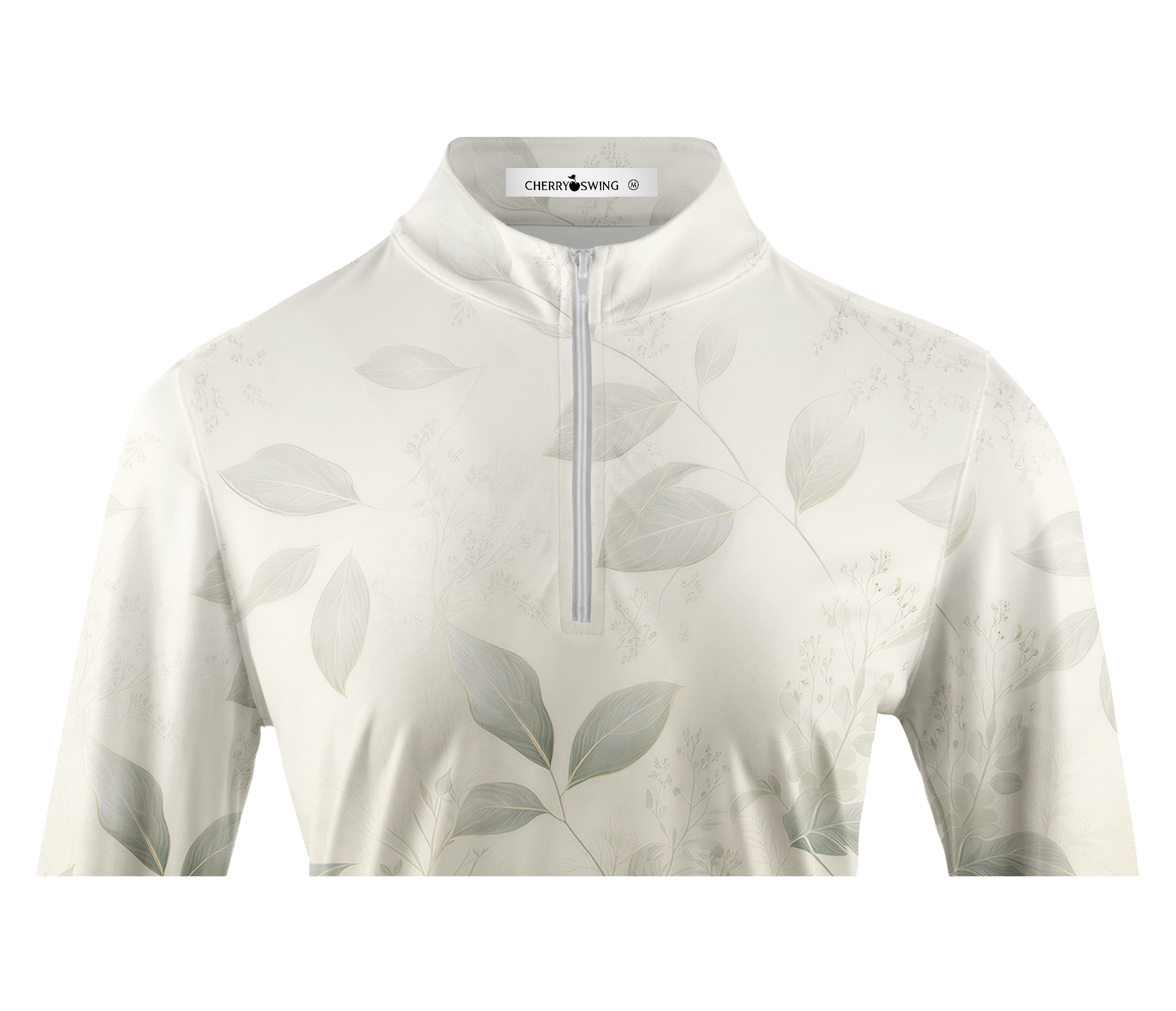 Cherryswing Women's Botanical Leaf Pattern Long Sleeve Golf Shirt