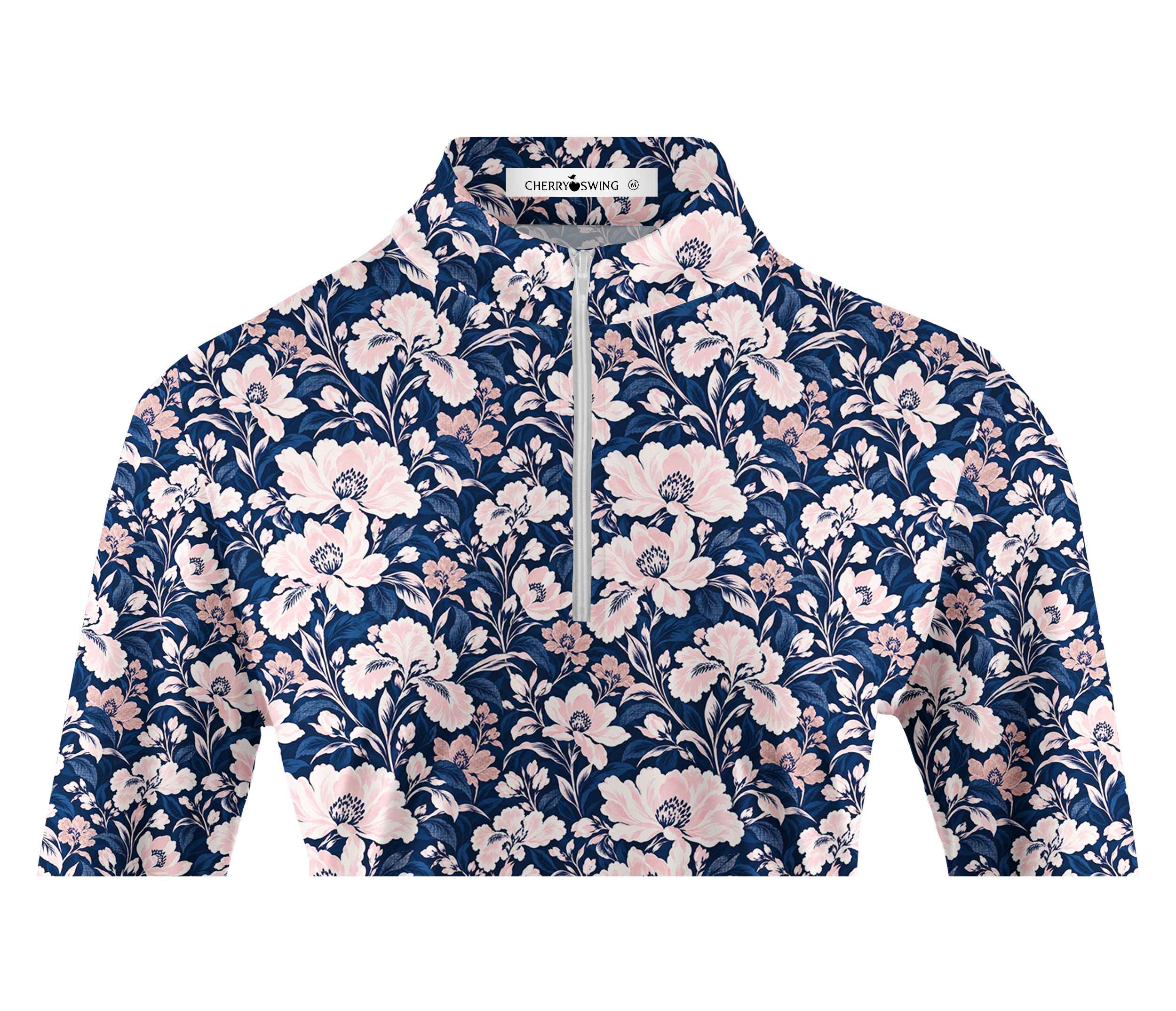 Cherryswing Women's Classic Floral Pattern Long Sleeve Golf Shirt