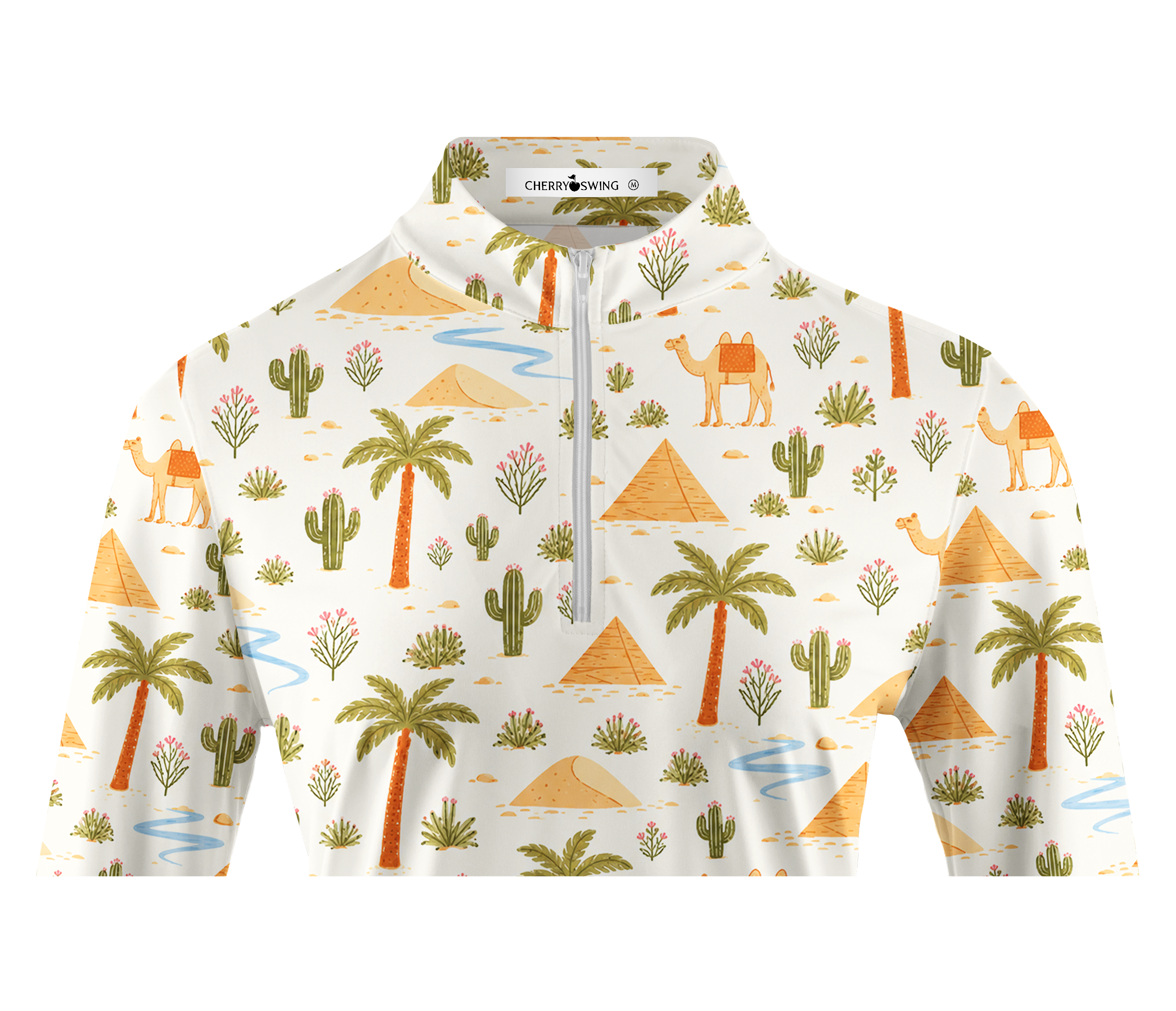 Cherryswing Women's Playful Desert Adventure Pattern Long Sleeve Golf Shirt