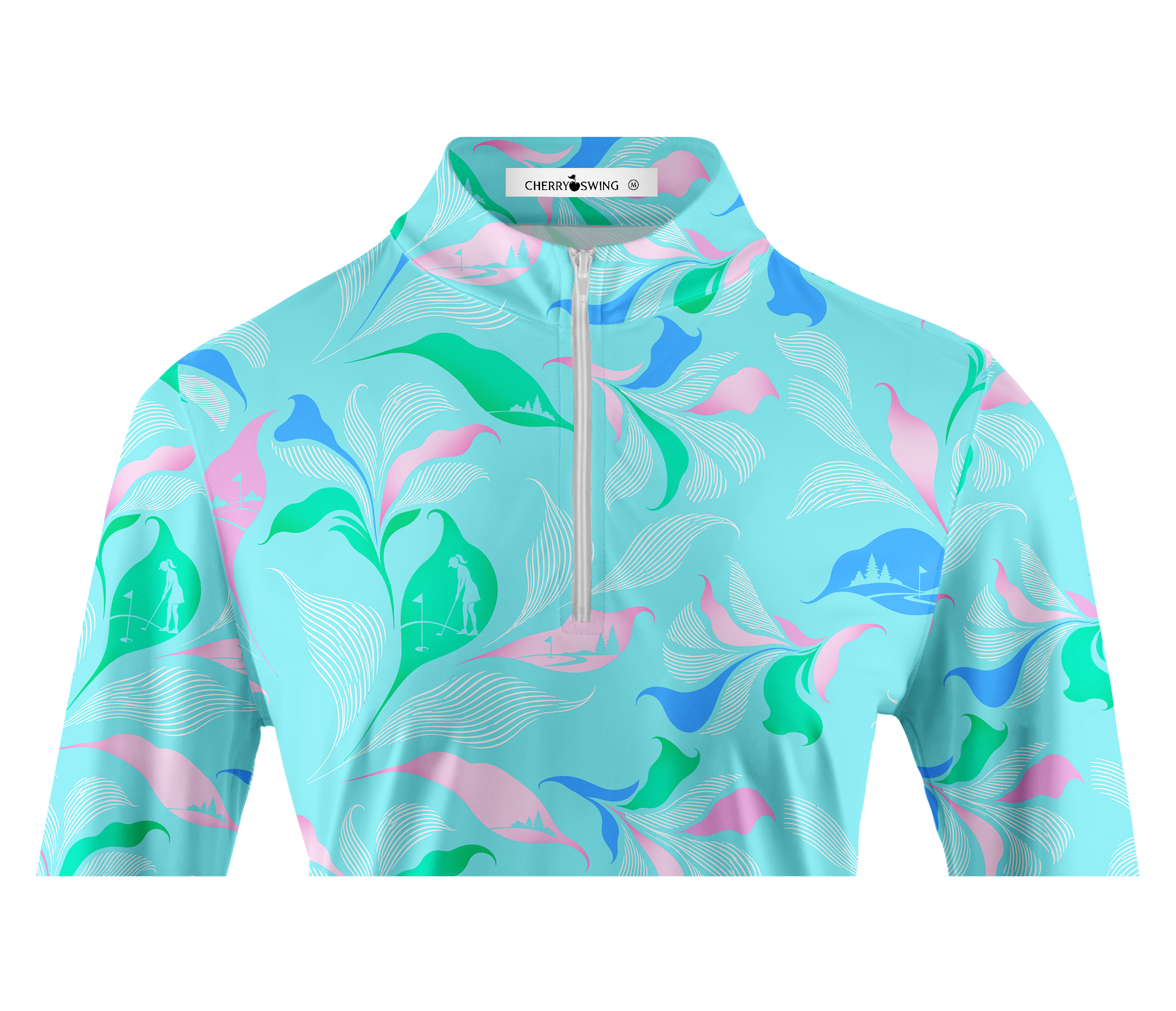 Cherryswing Women's Golf Silhouette Pattern Long Sleeve Golf Shirt