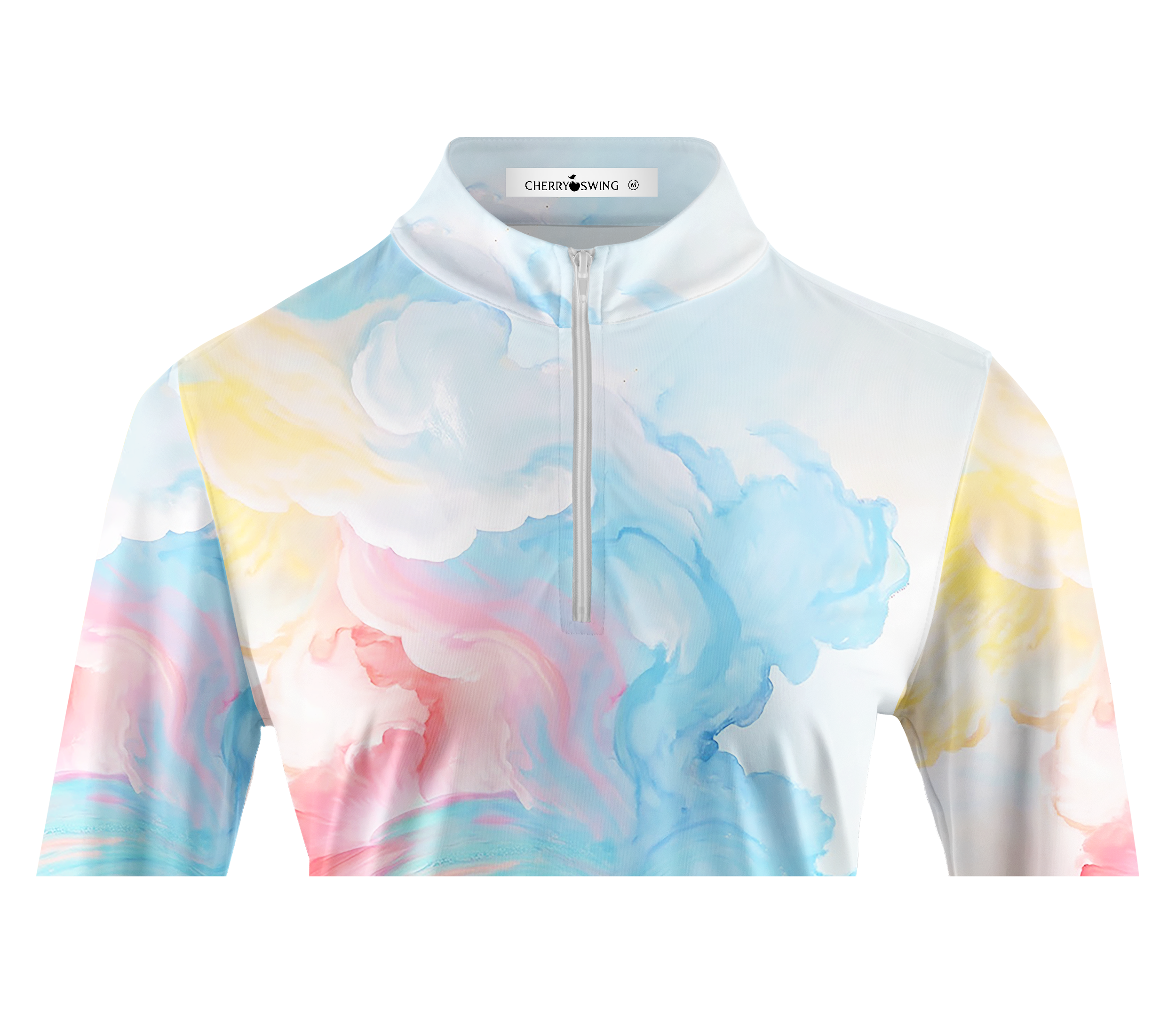 Cherryswing Women's Dreamy Watercolor Cloud Pattern Long Sleeve Golf Shirt