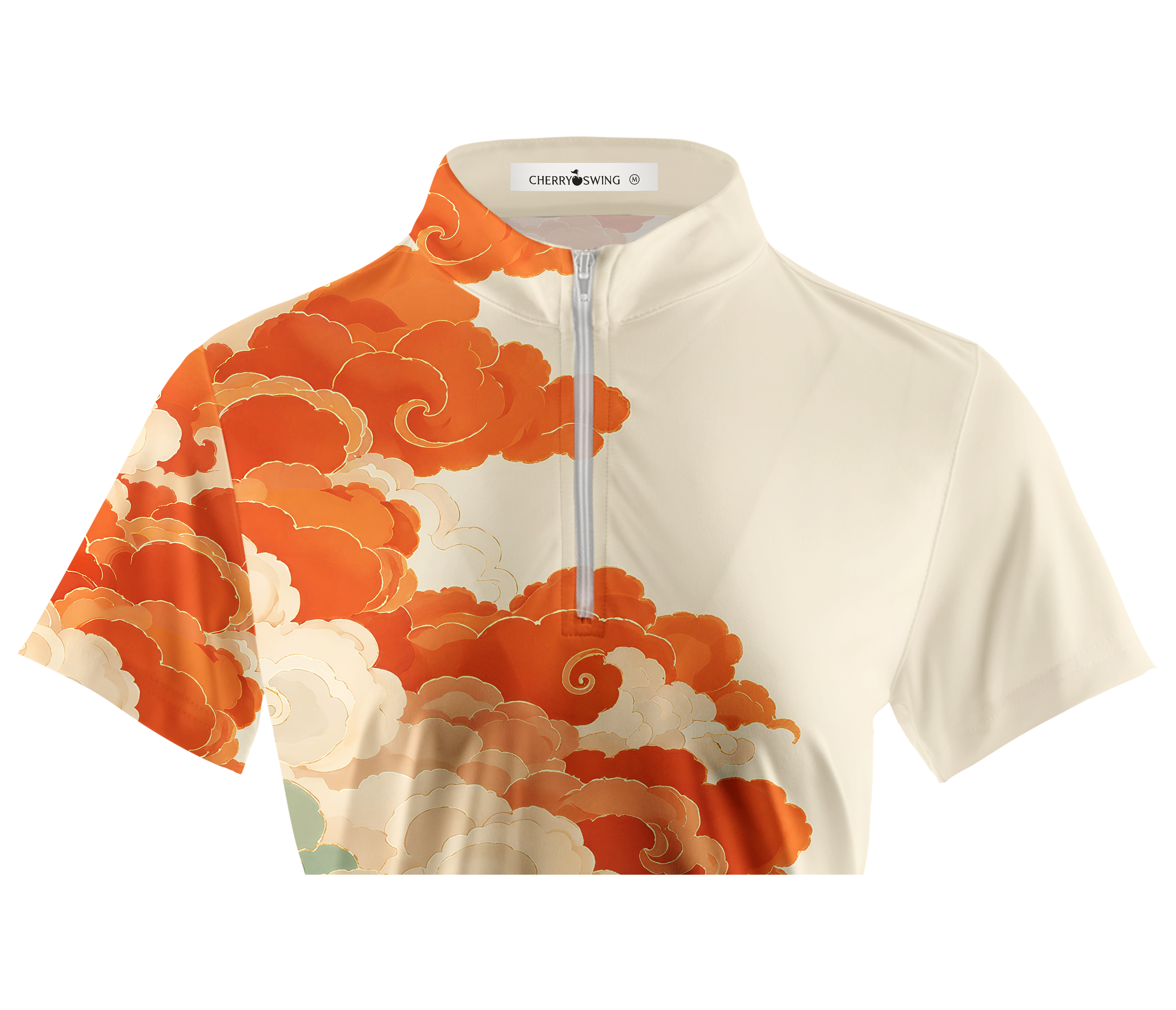 Cherryswing Women's Oriental Auspicious Cloud Short Sleeve Golf Shirt