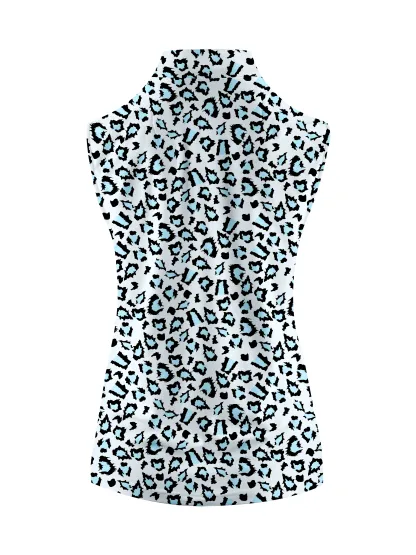Cherryswing Women's Sleeveless Leopard Golf Polo Shirt
