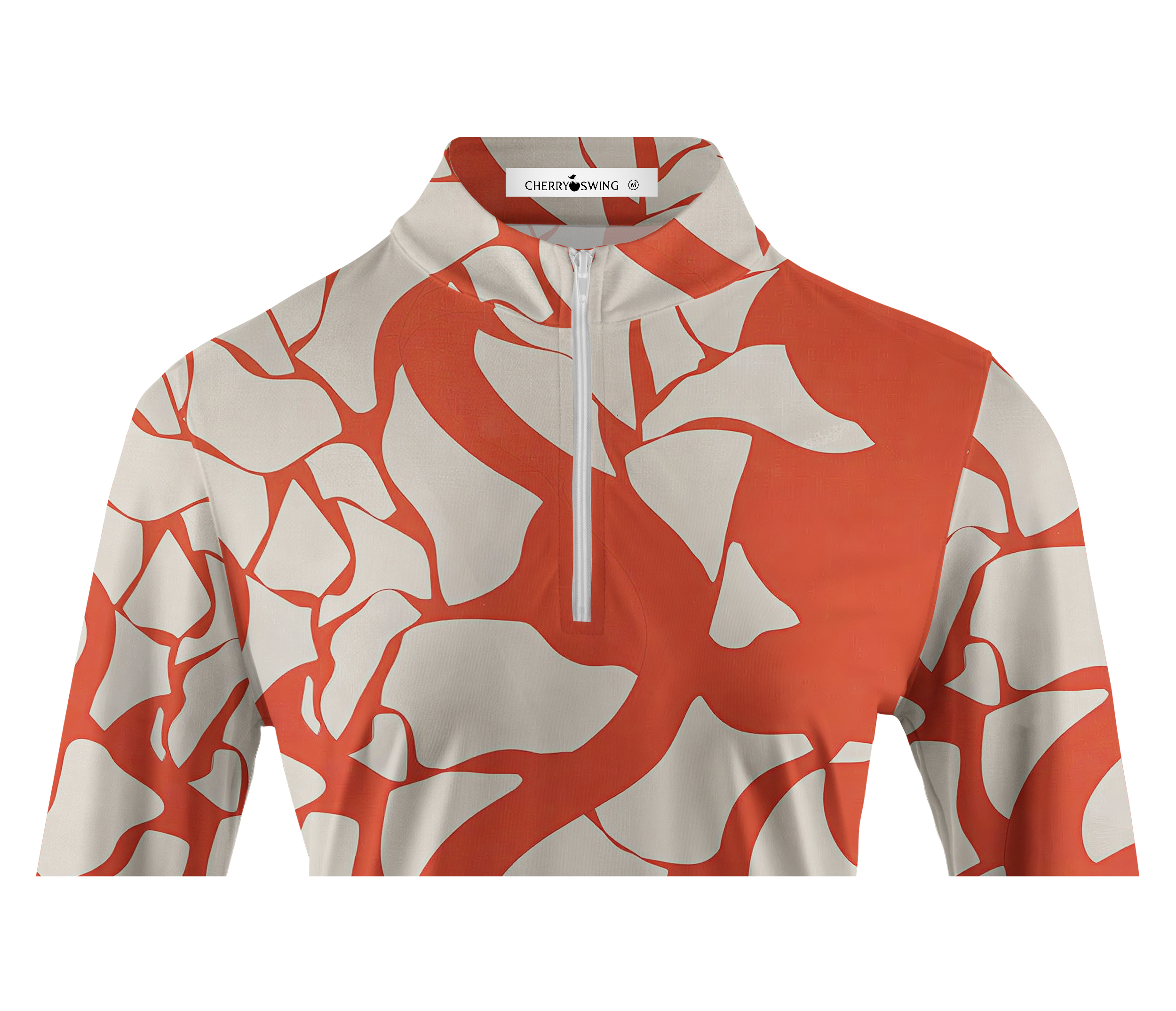 Cherryswing Women's Abstract Geometric Swan Pattern Long Sleeve Golf Shirt