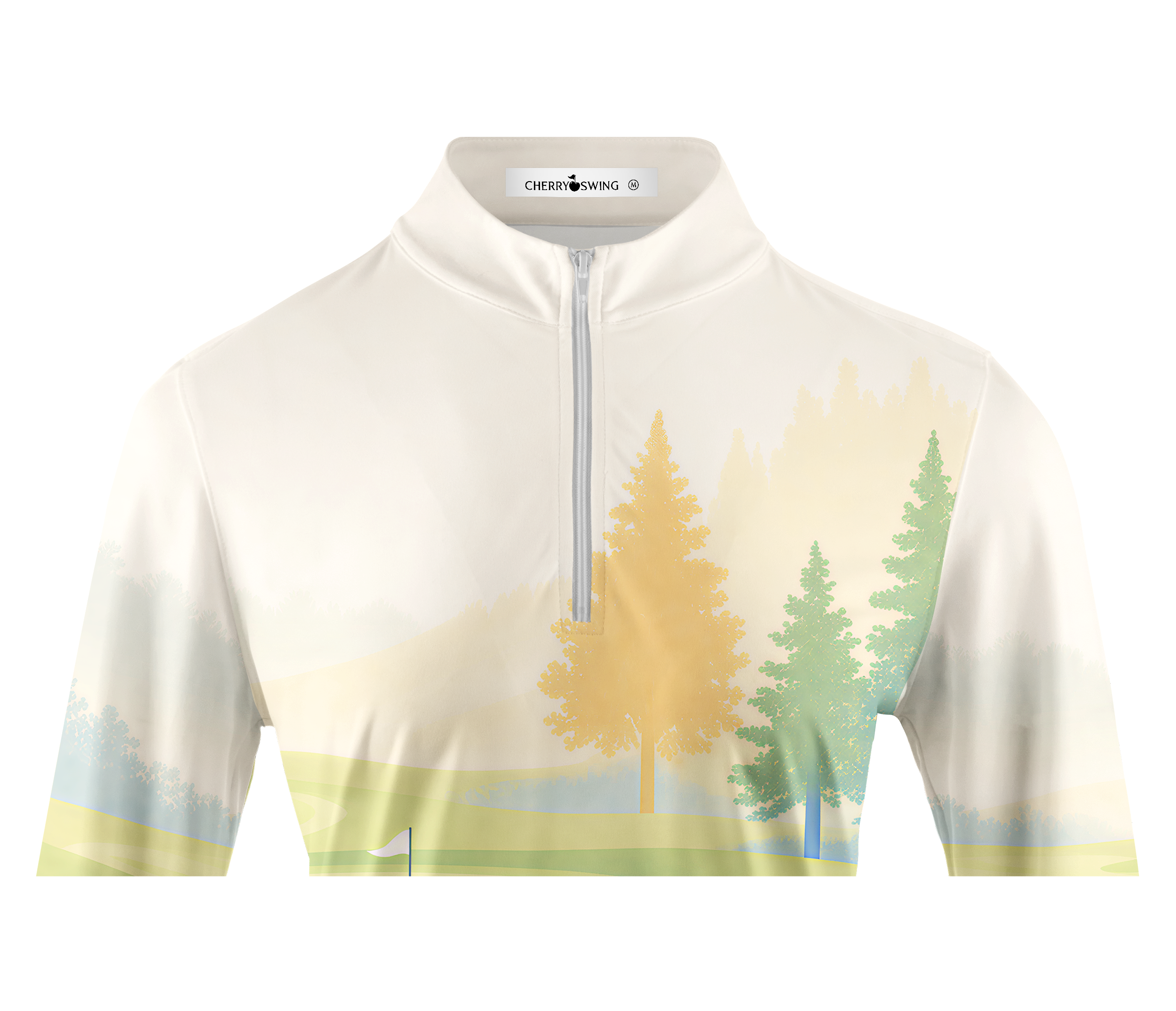 Cherryswing Women's Morning Green Landscape Scenery Long Sleeve Golf Shirt