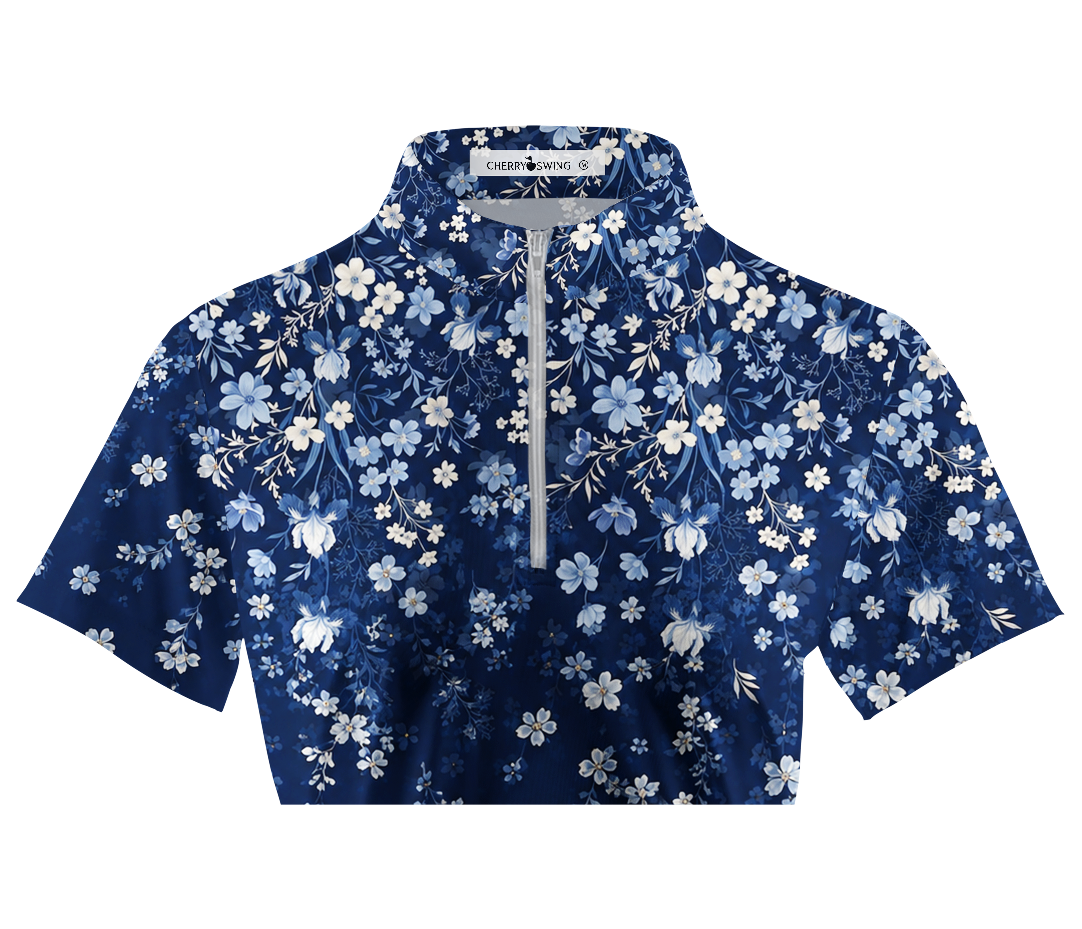 Cherryswing Women's Midnight Floral Short Sleeve Golf Shirt