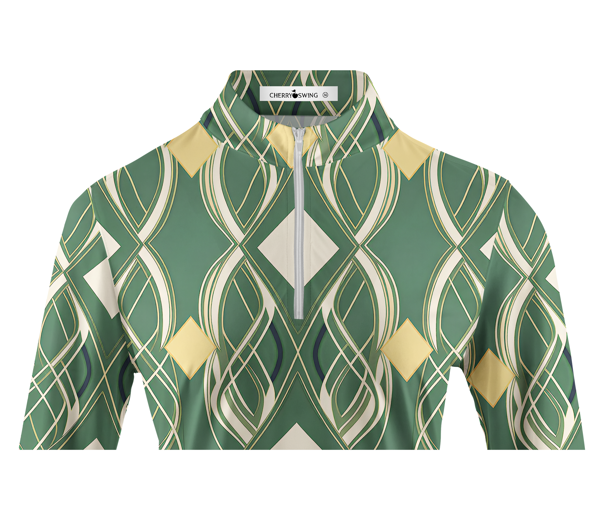 Cherryswing Women's Vintage Diamond Geometric Long Sleeve Golf Shirt