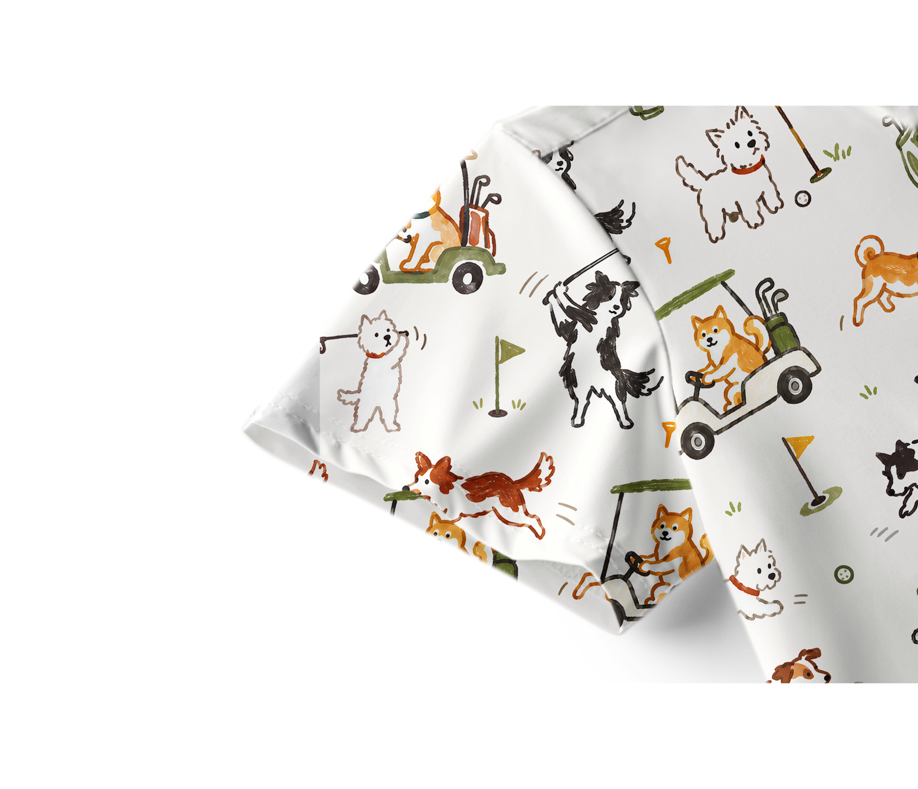 Cherryswing Women's Cute Golf Pup Novelty Print Short Sleeve Classic Golf Polo