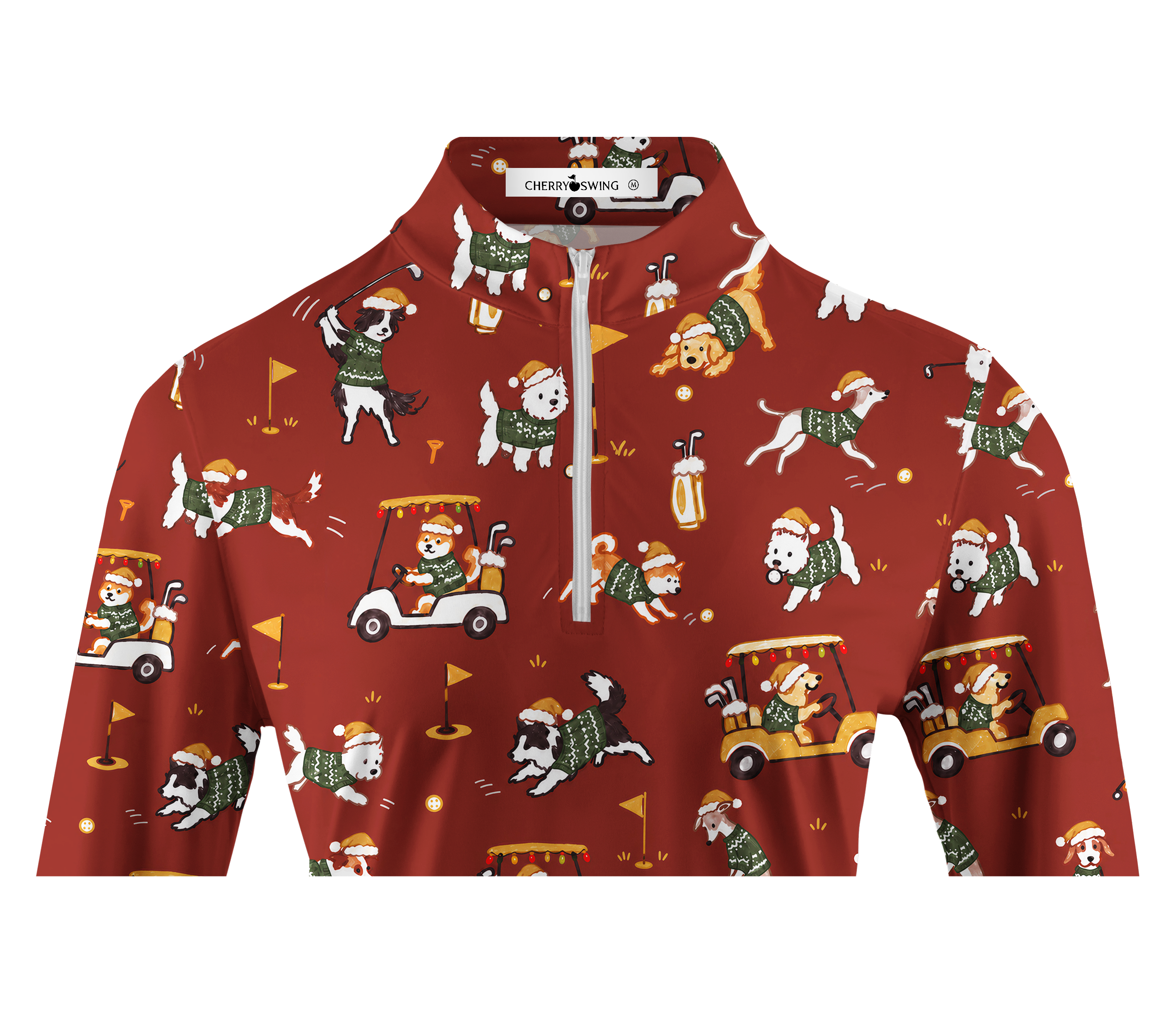 Cherryswing Women's Festive Pet Golf Print Long Sleeve Shirt
