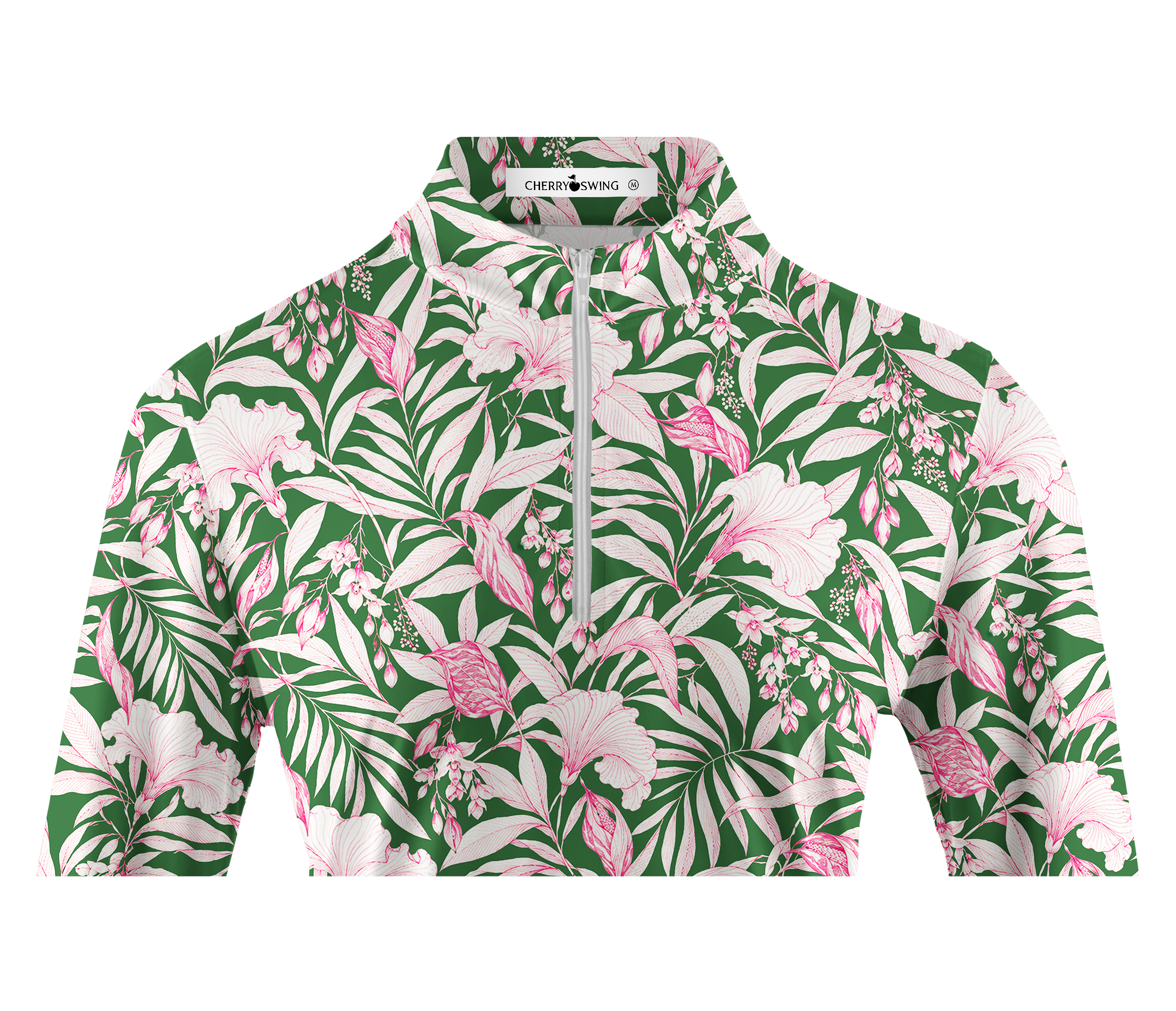 Cherryswing Women's Tropical Rainforest Floral Long Sleeve Golf Shirt