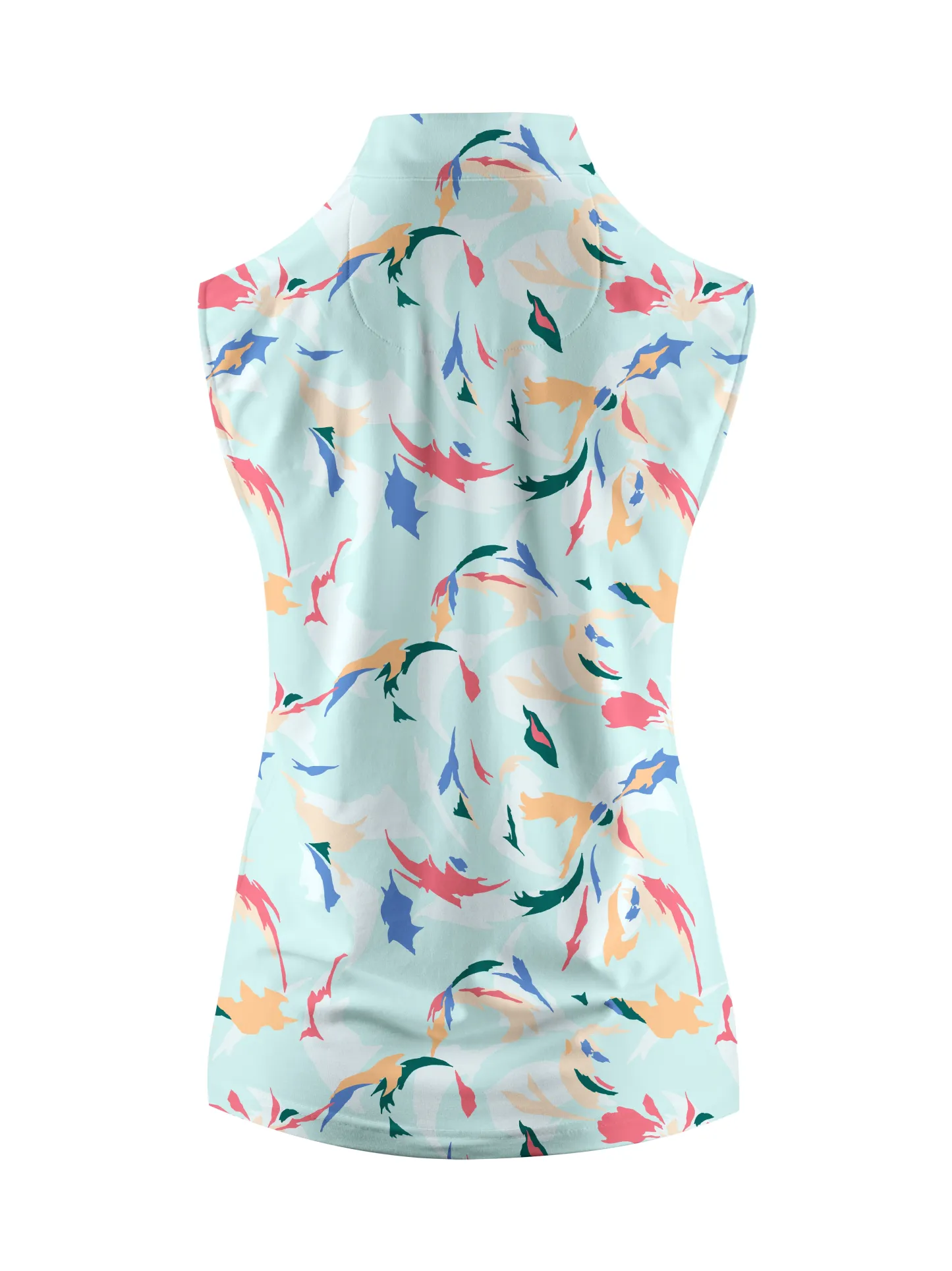 Cherryswing Women's Sleeveless Floral Color Matching Golf Polo Shirt