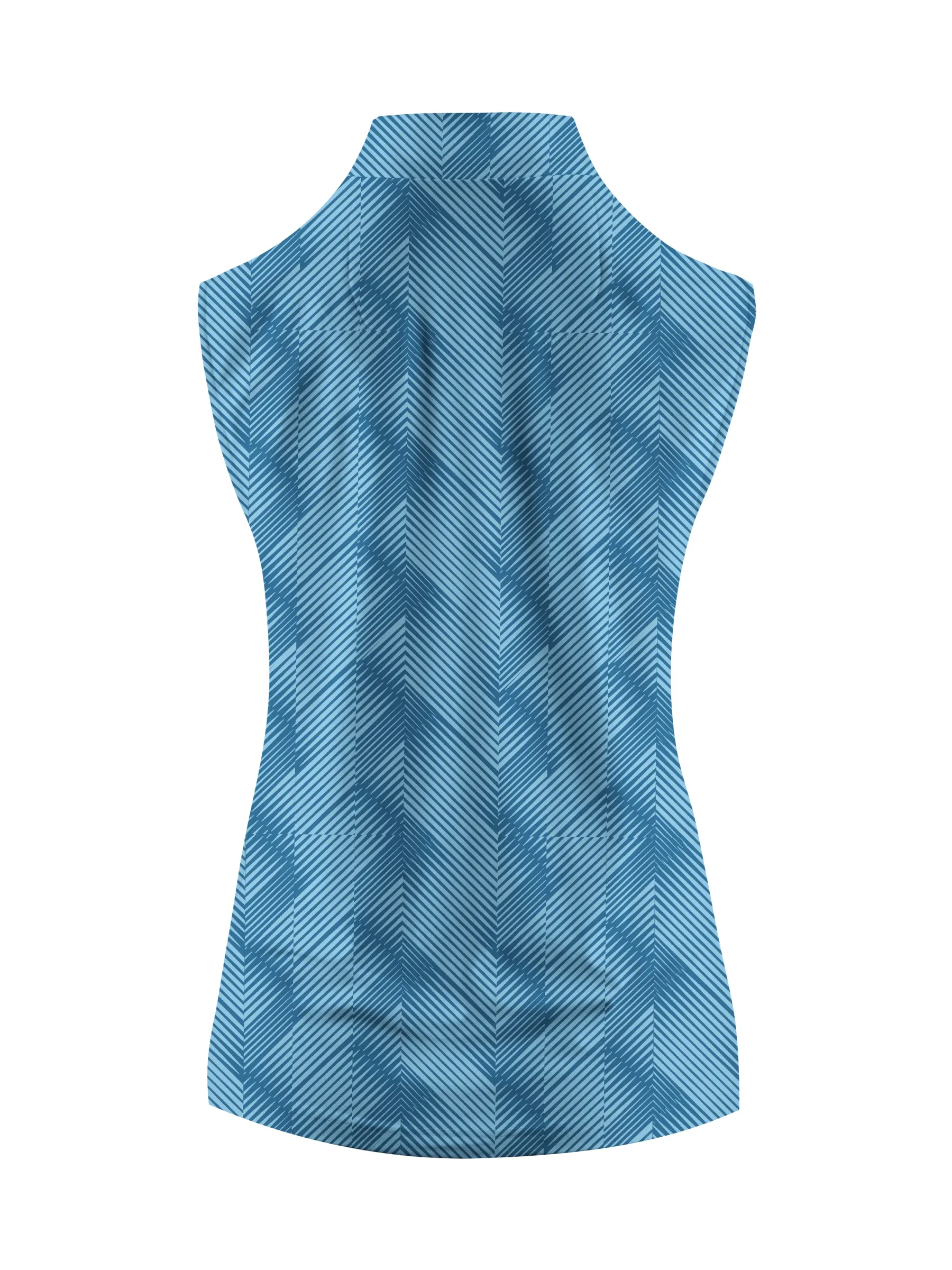 Cherryswing Women's Sleeveless Water Ripples Golf Polo Shirt