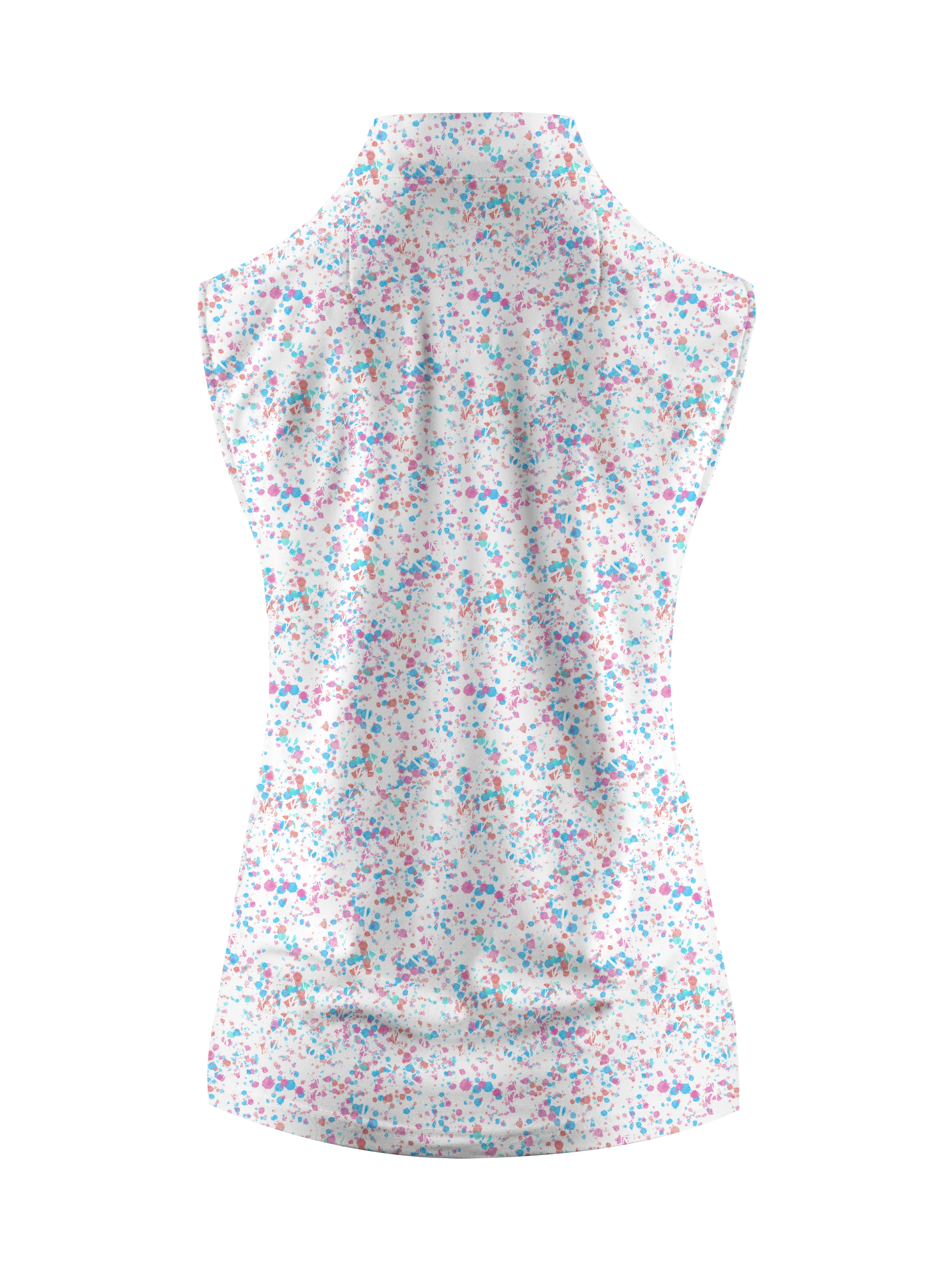 Cherryswing Women's Ink Splash Sleeveless Golf Polo Shirt