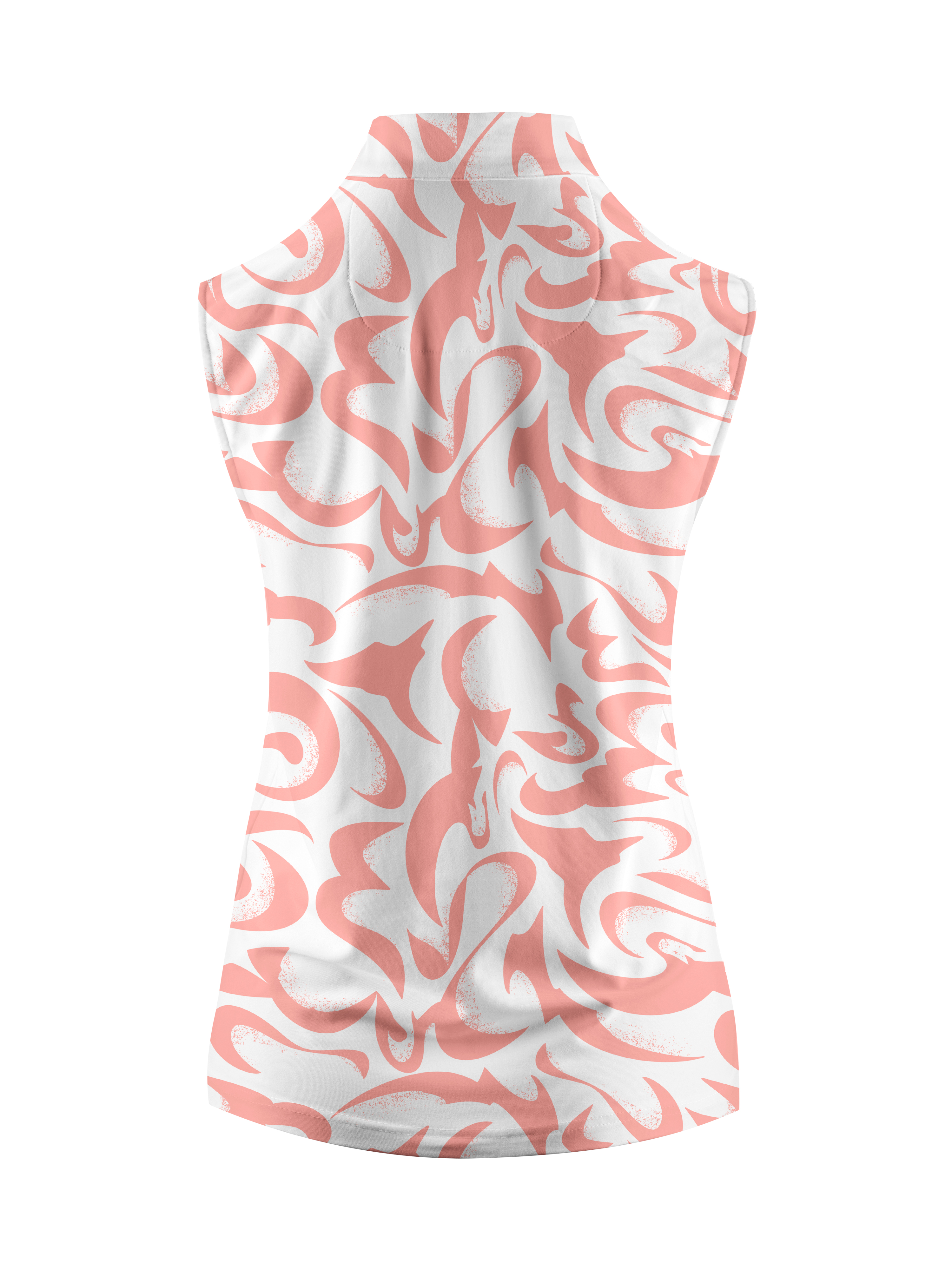 Cherryswing Women's Coral Bloom Abstract Golf Polo Sleeveless Shirt