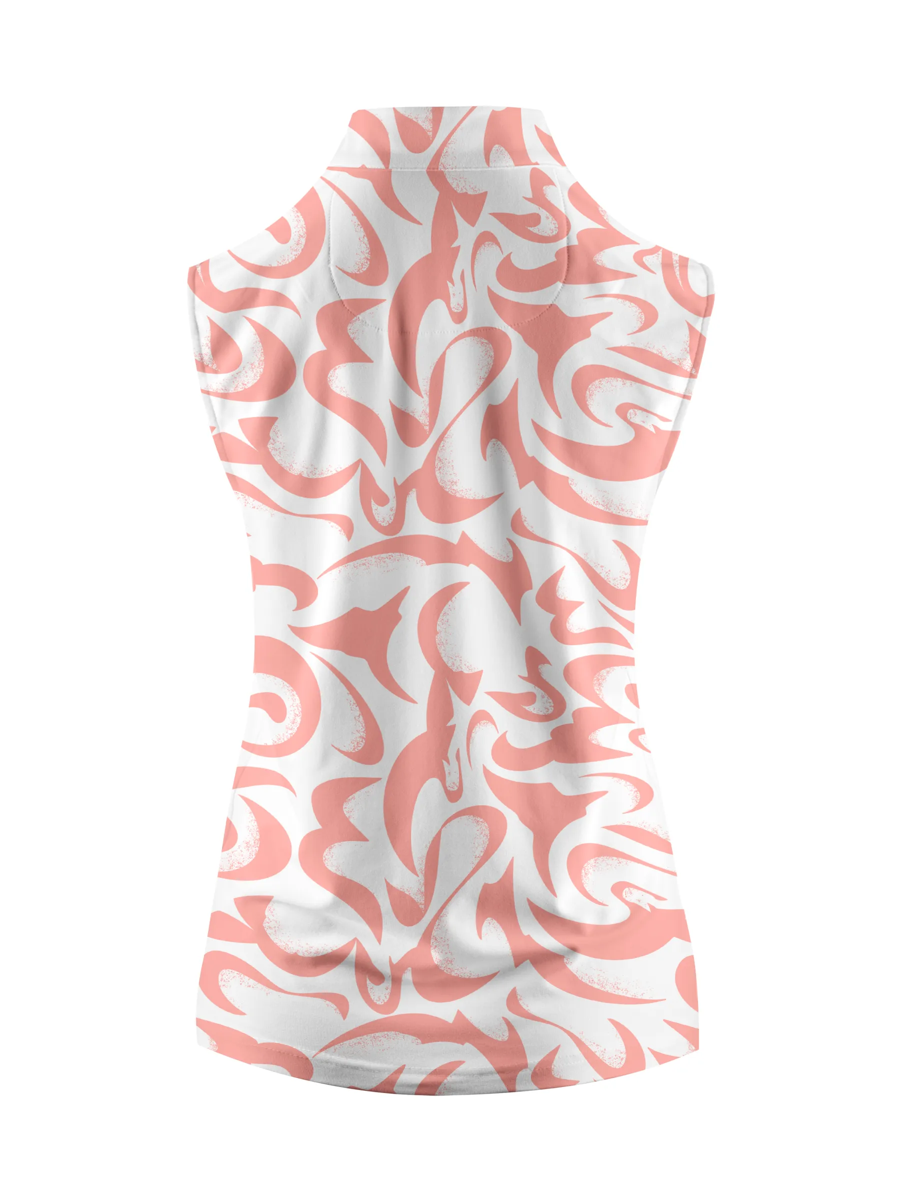Cherryswing Women's Coral Bloom Abstract Golf Polo Sleeveless Shirt