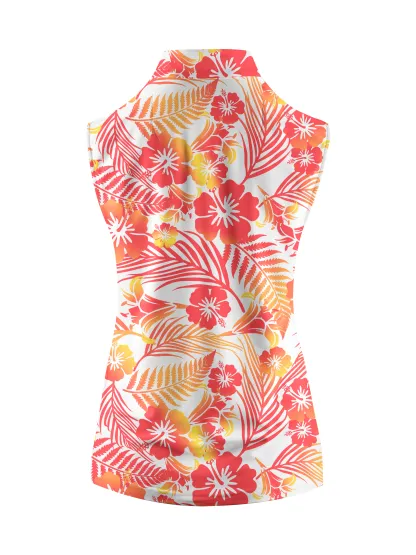 Cherryswing Women's Tropical Blossom Sleeveless Golf Shirt