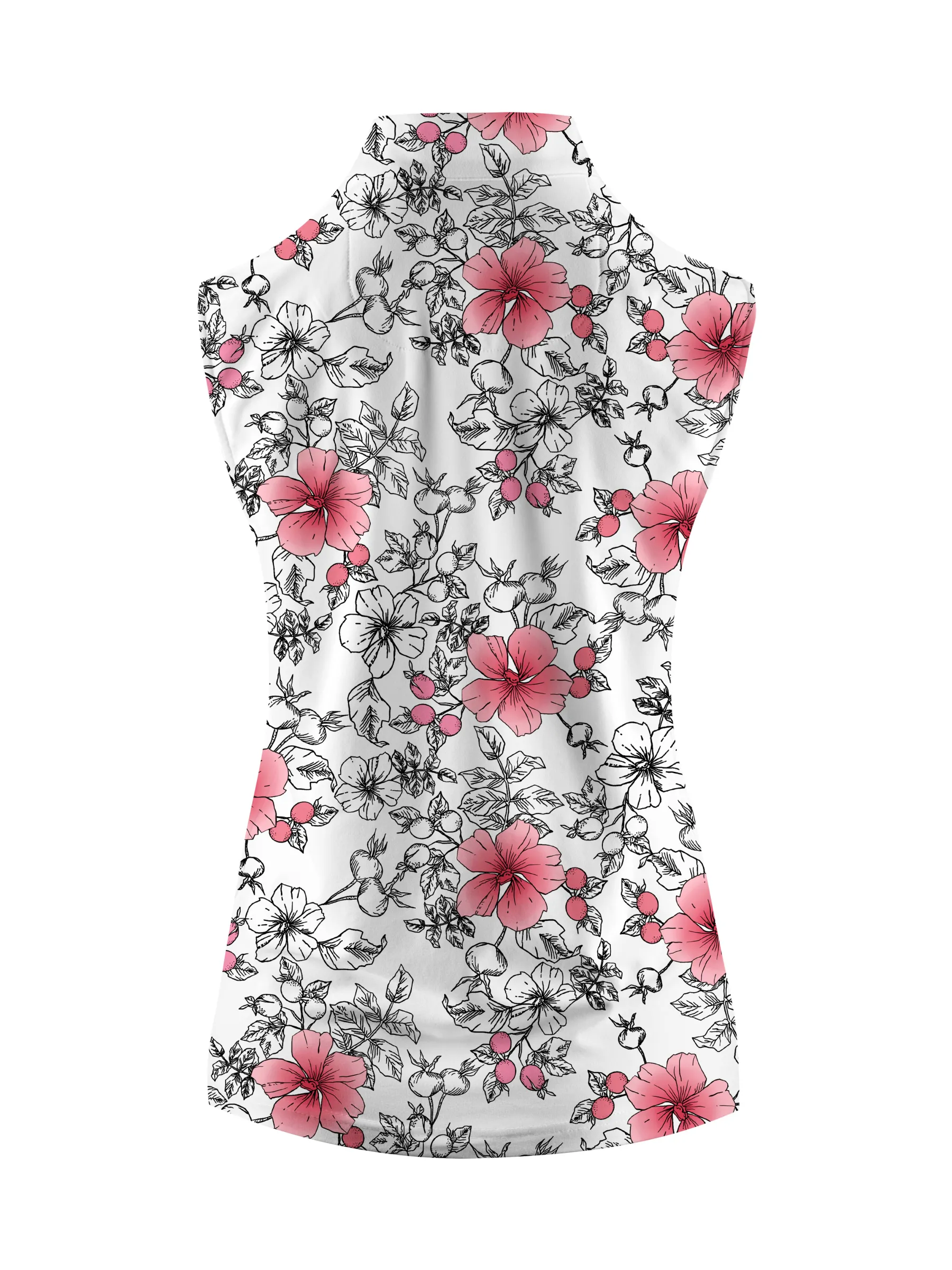 Cherryswing Women's Gradient Color Flowers Sleeveless Golf Shirt