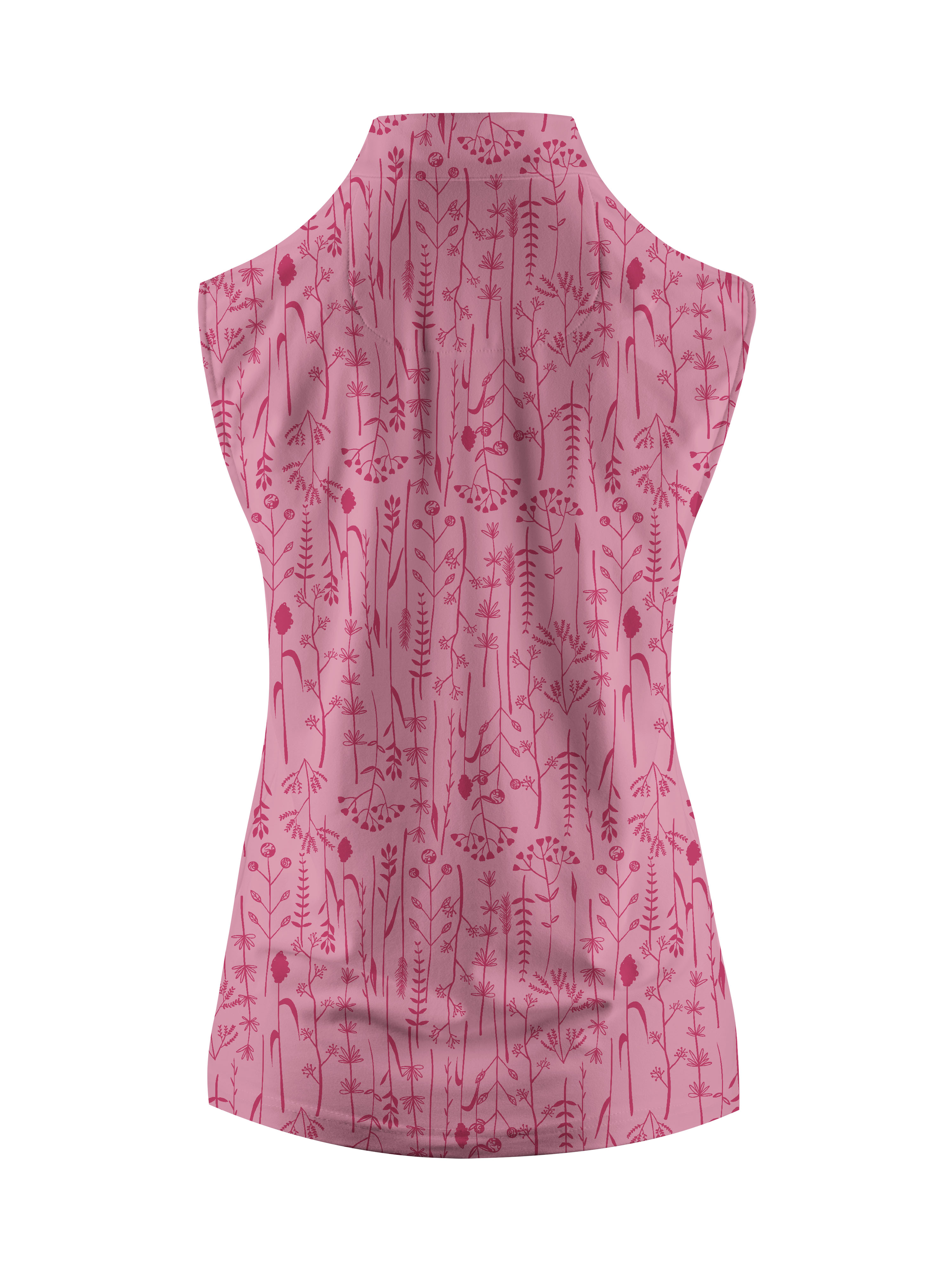 Cherryswing Women's Pink Fern Frolic Sleeveless Golf Shirt