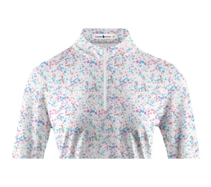 Cherryswing Women's Ink Splash Long Sleeve Golf Polo