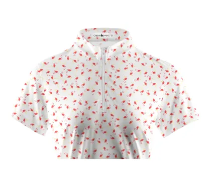 Cherryswing Women's Graceful Flamingo Print Short Sleeve Polo Shirt