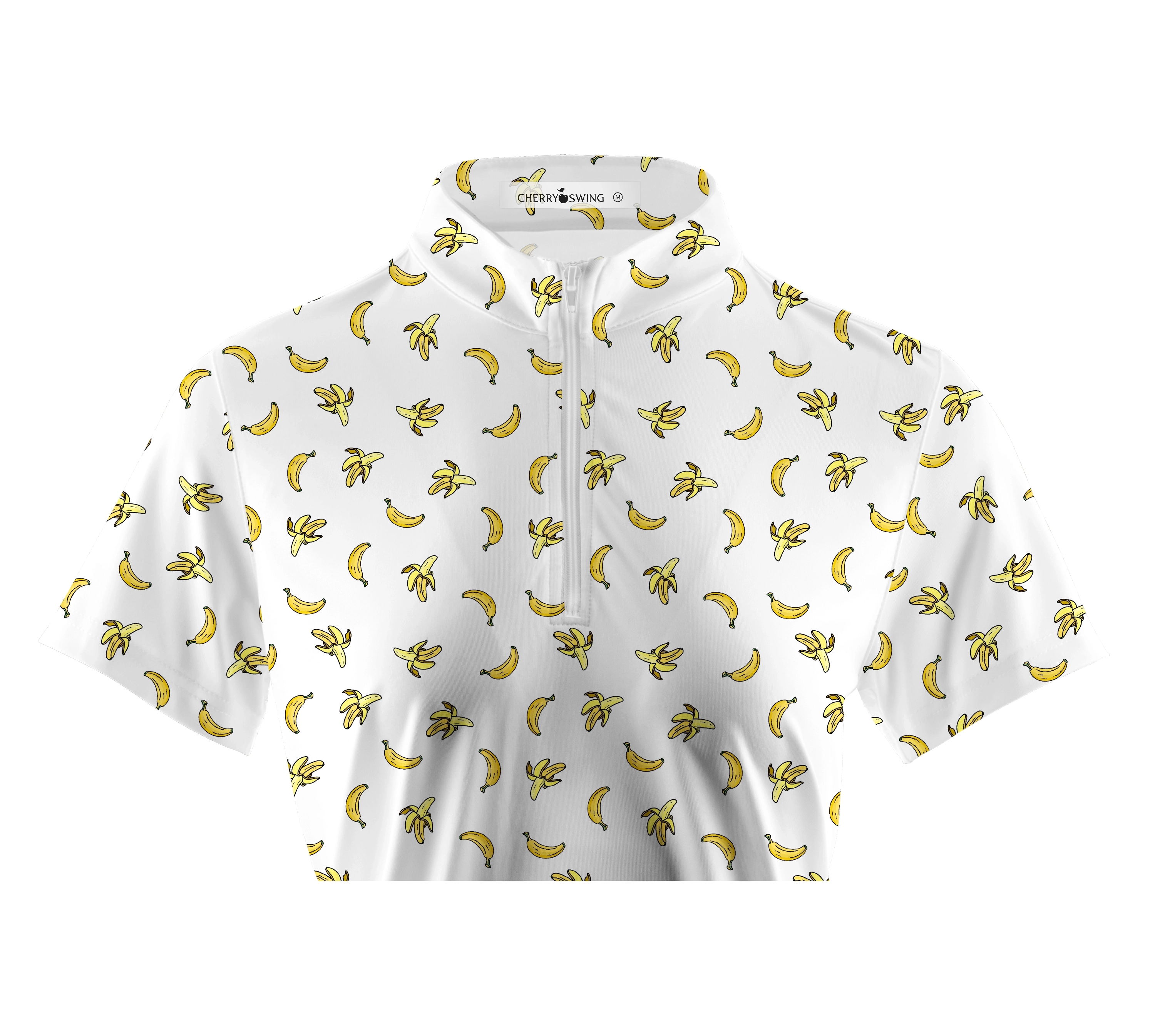 Cherryswing Women's Banana Print Short Sleeve Polo Shirt