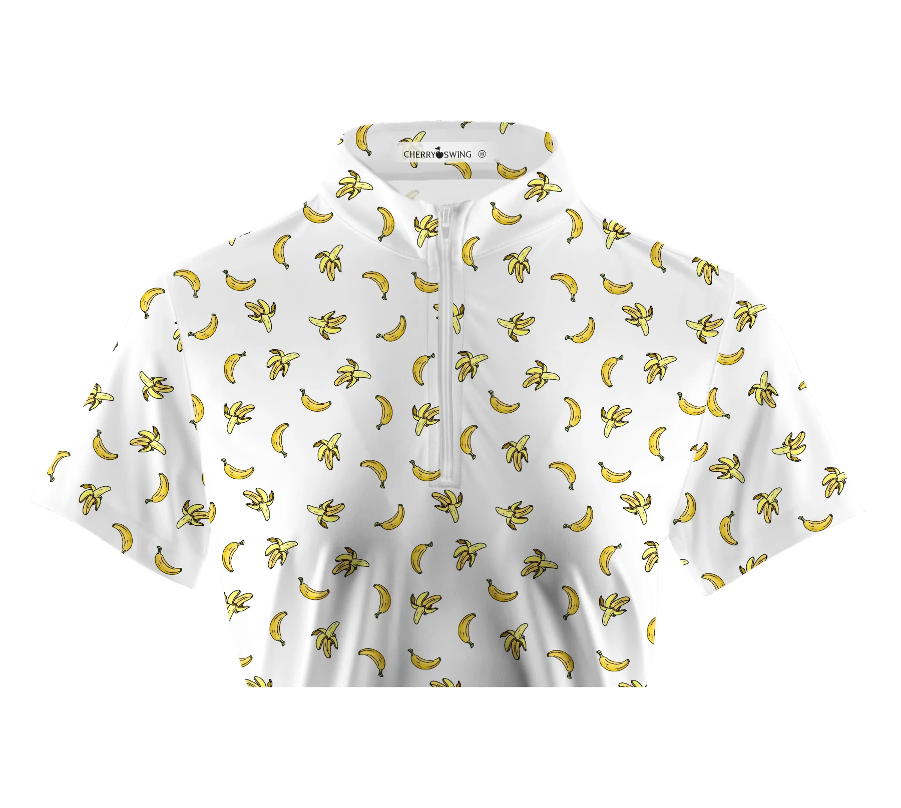 Cherryswing Women's Banana Print Short Sleeve Polo Shirt