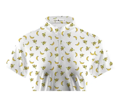 Cherryswing Women's Banana Print Short Sleeve Polo Shirt