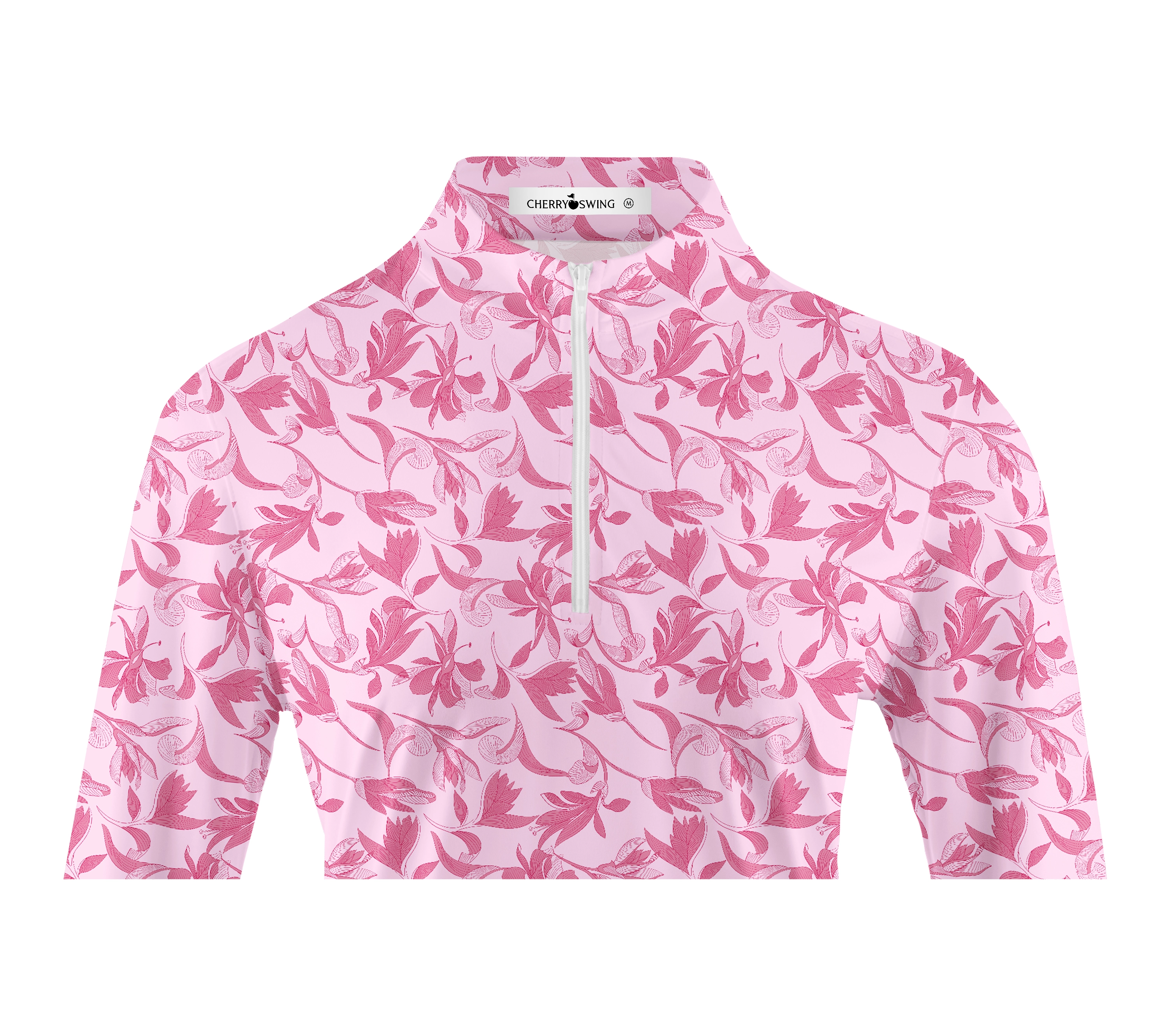 Cherryswing Women's Blossom Print Long Sleeve Polo Shirt