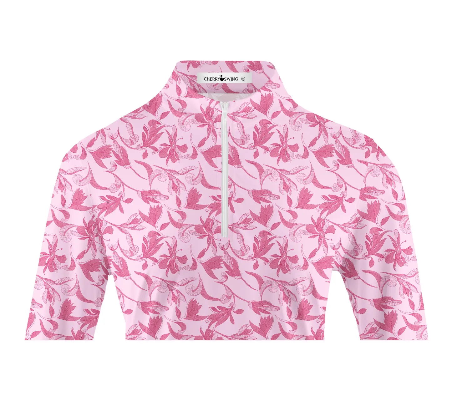 Cherryswing Women's Blossom Print Long Sleeve Polo Shirt