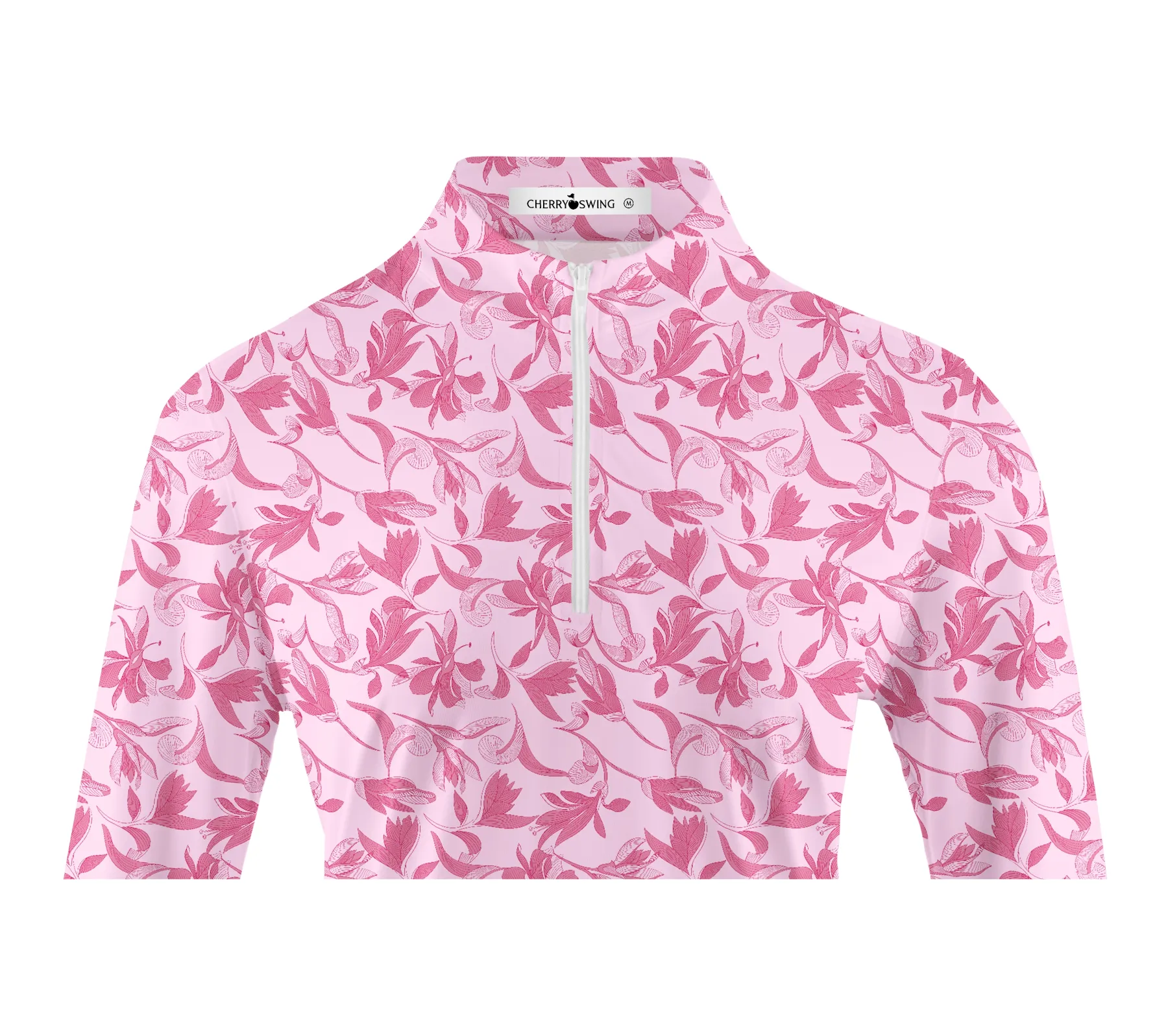 Cherryswing Women's Blossom Print Long Sleeve Polo Shirt