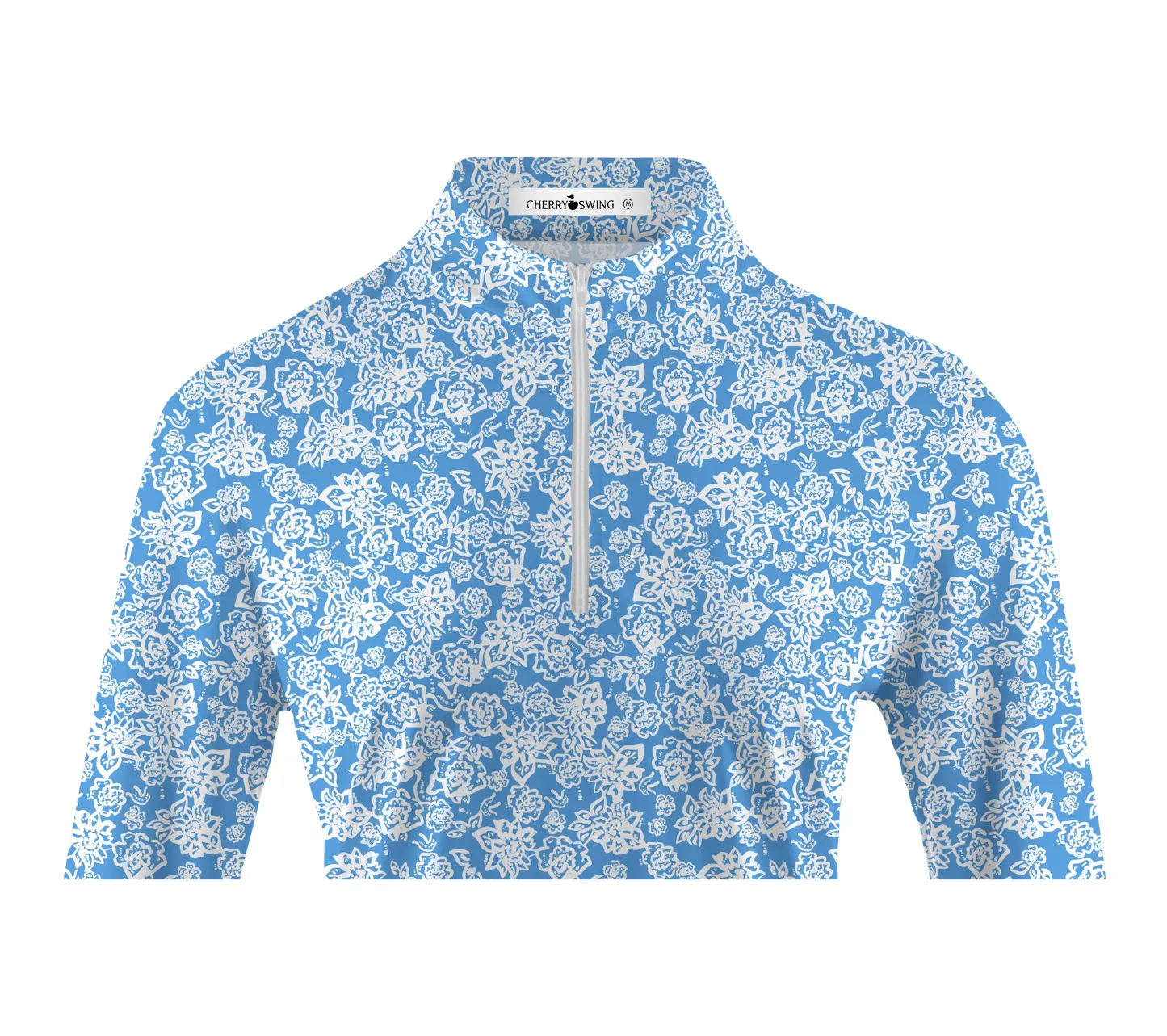 Cherryswing Women's Line Drawing Flowers Long Sleeve Polo Shirt