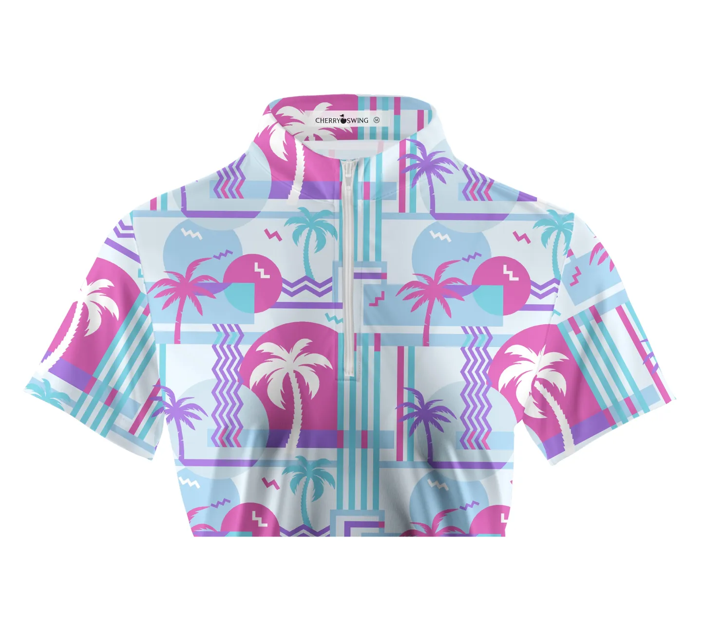 Cherryswing Women's Geometric Coconut Tree Golf Short Sleeve Polo Shirt