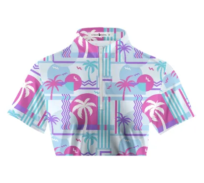 Cherryswing Women's Geometric Coconut Tree Golf Short Sleeve Polo Shirt