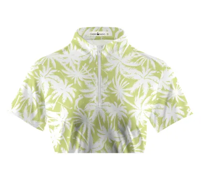 Cherryswing Women's Coconut Tree Print Golf Short Sleeve Polo Shirt