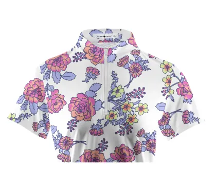 Cherryswing Women's Colorful Flowers Golf Short Sleeve Polo Shirt