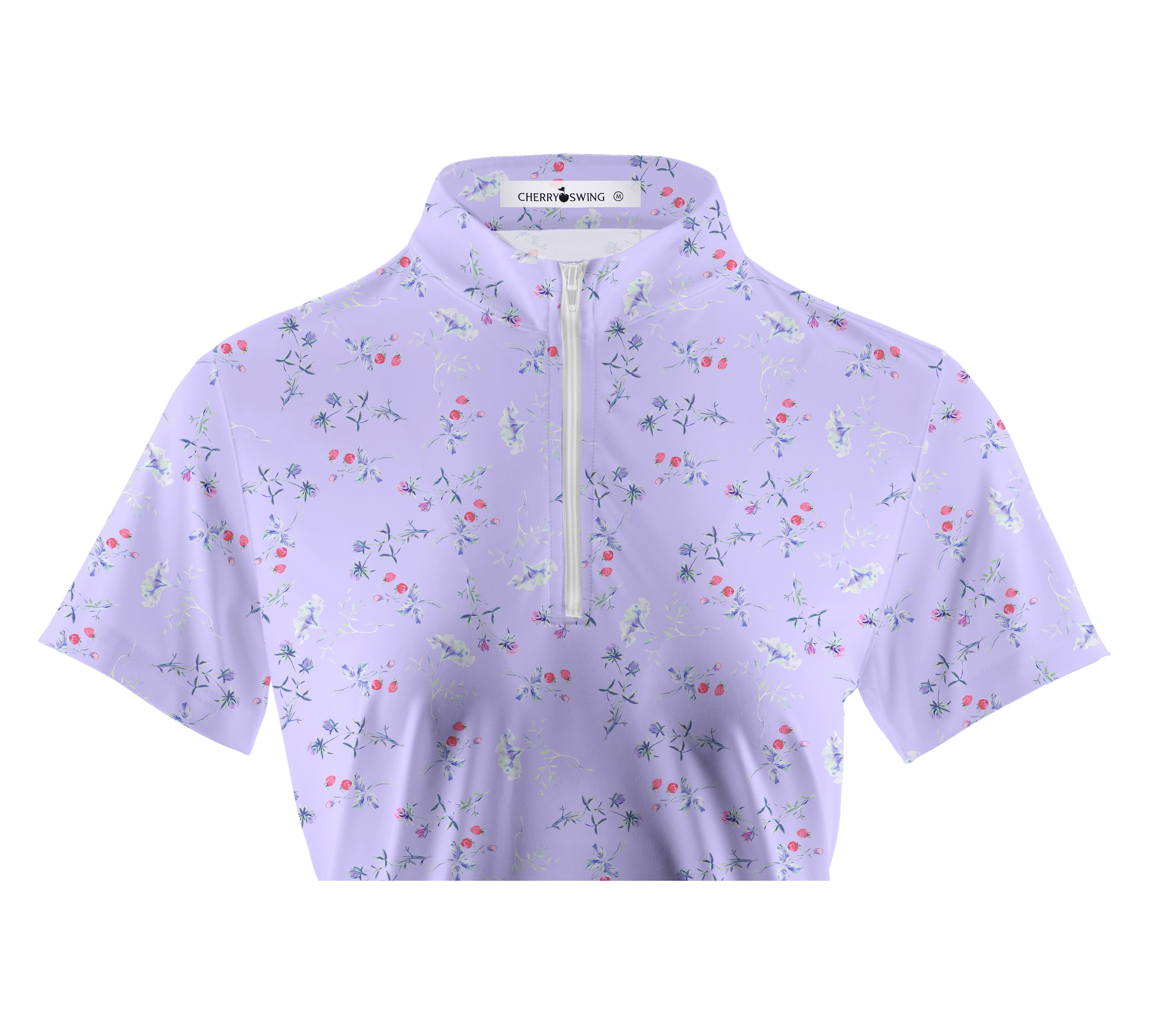 Cherryswing Women's Strawberry Flowers Golf Short Sleeve Polo Shirt