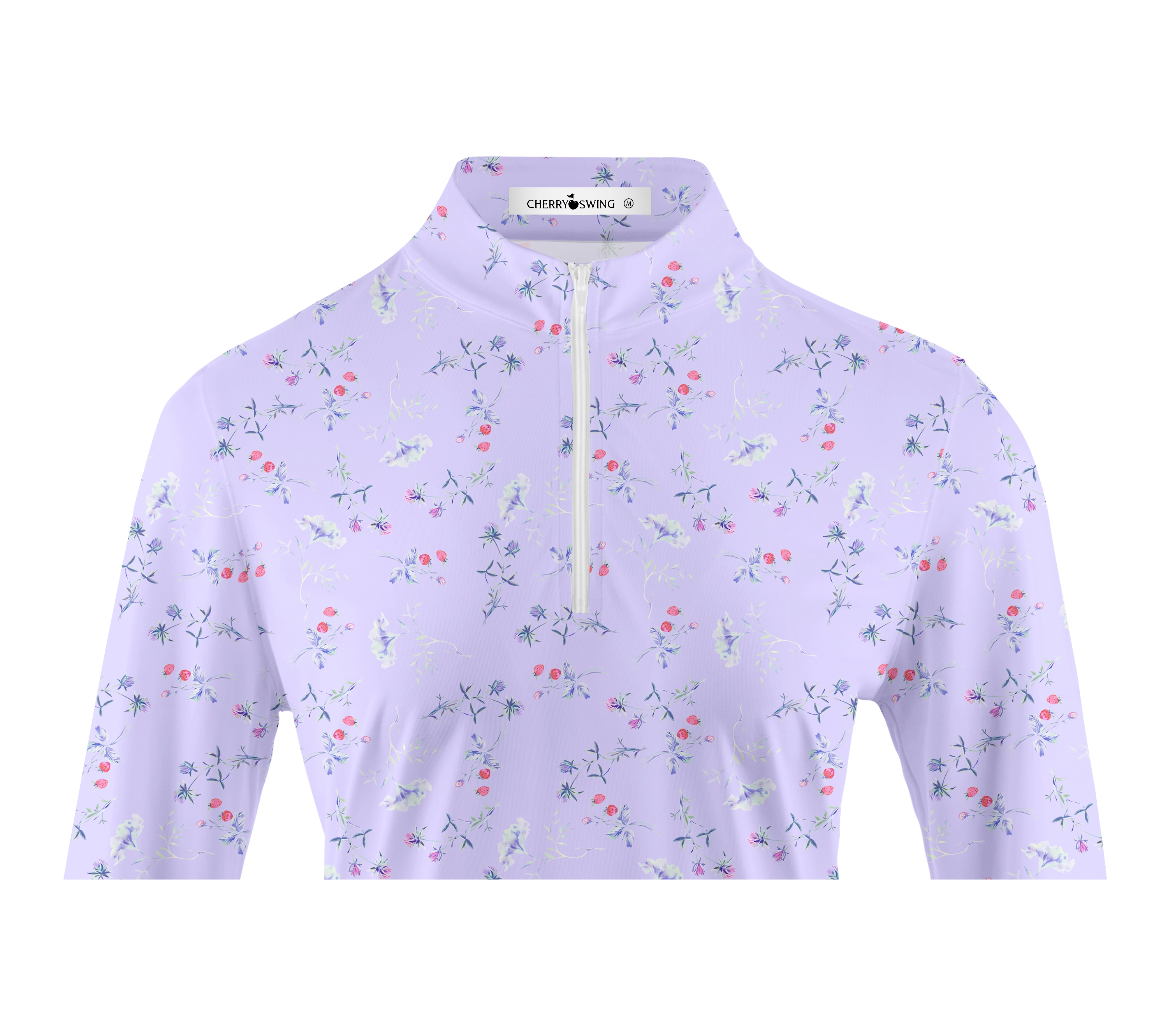 Cherryswing Women's Strawberry Flowers Golf Long Sleeve Polo Shirt