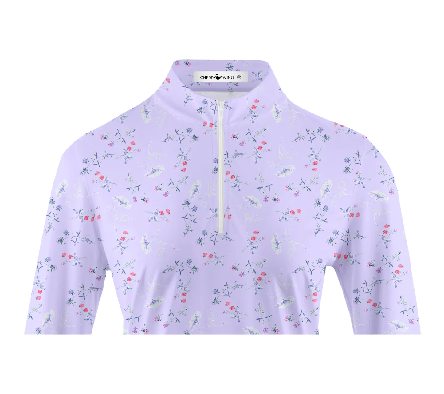 Cherryswing Women's Strawberry Flowers Golf Long Sleeve Polo Shirt