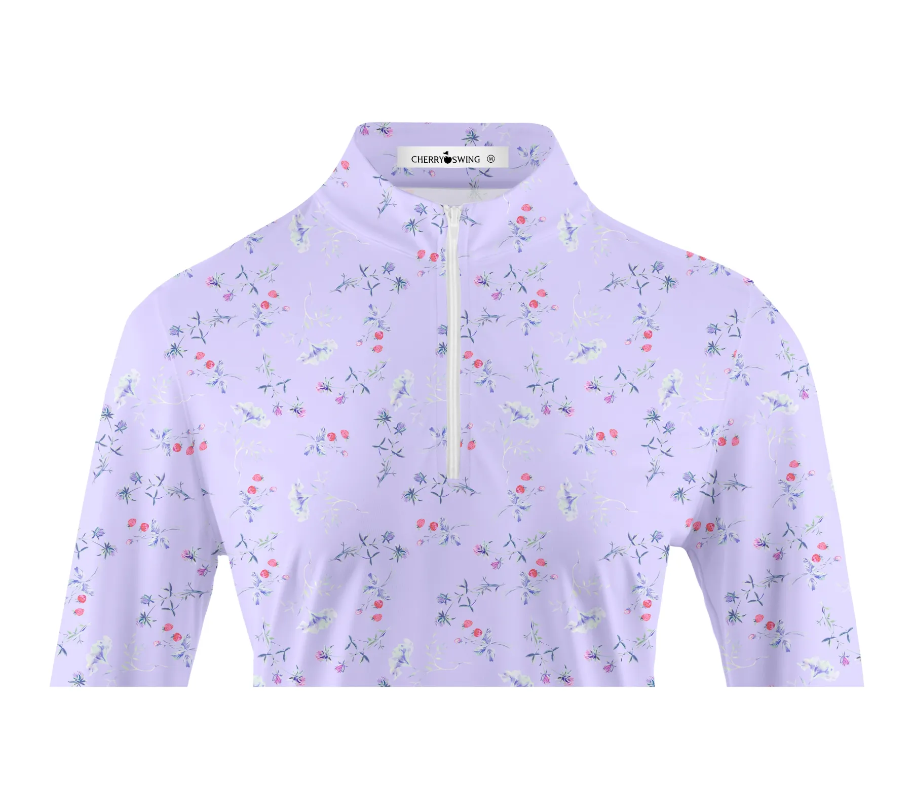 Cherryswing Women's Strawberry Flowers Golf Long Sleeve Polo Shirt