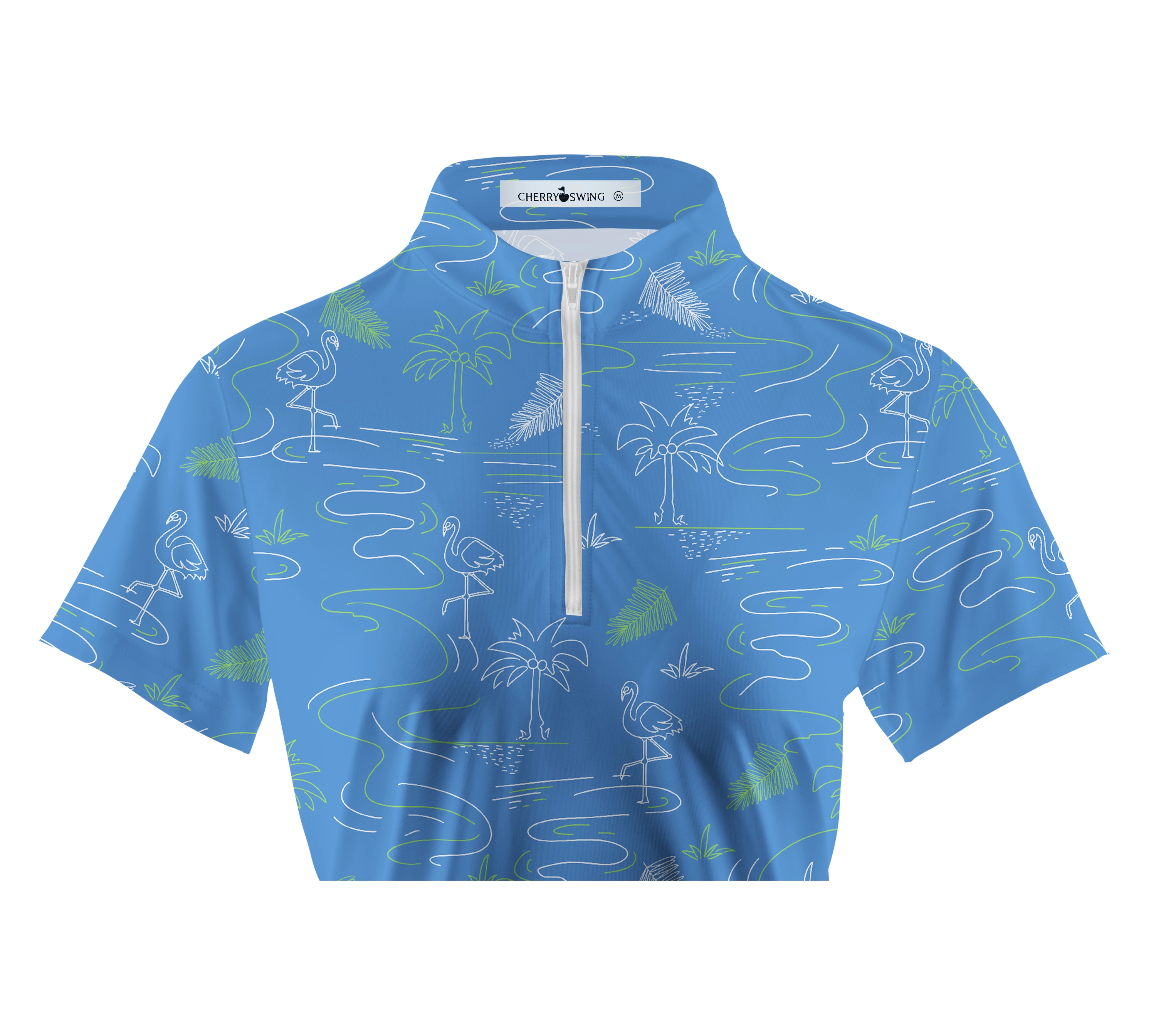 Cherryswing Women's Flamingos Playing Golf Short Sleeve Polo Shirt