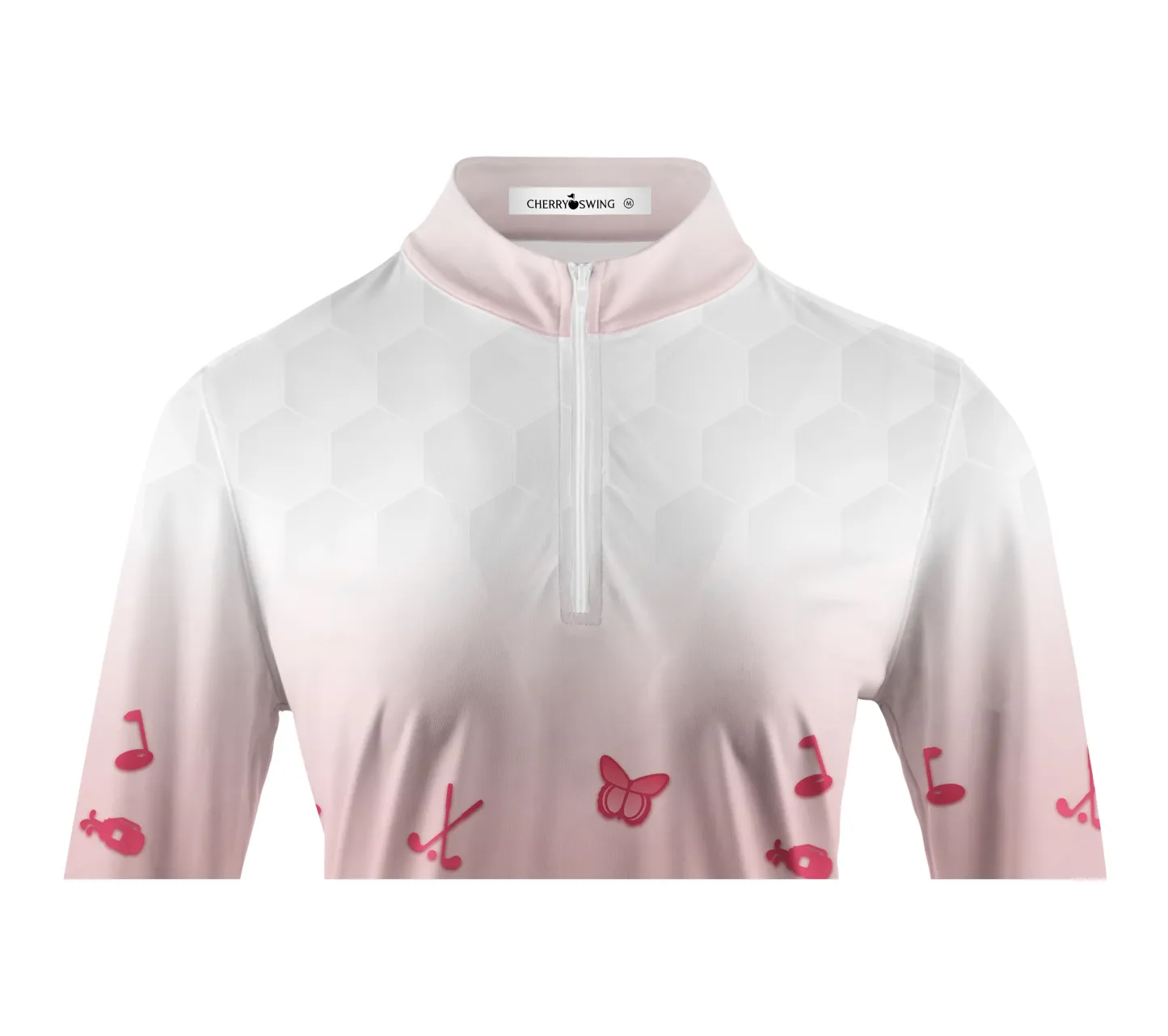 Cherryswing Women's Pink Gradient Golf Long Sleeve Polo Shirt