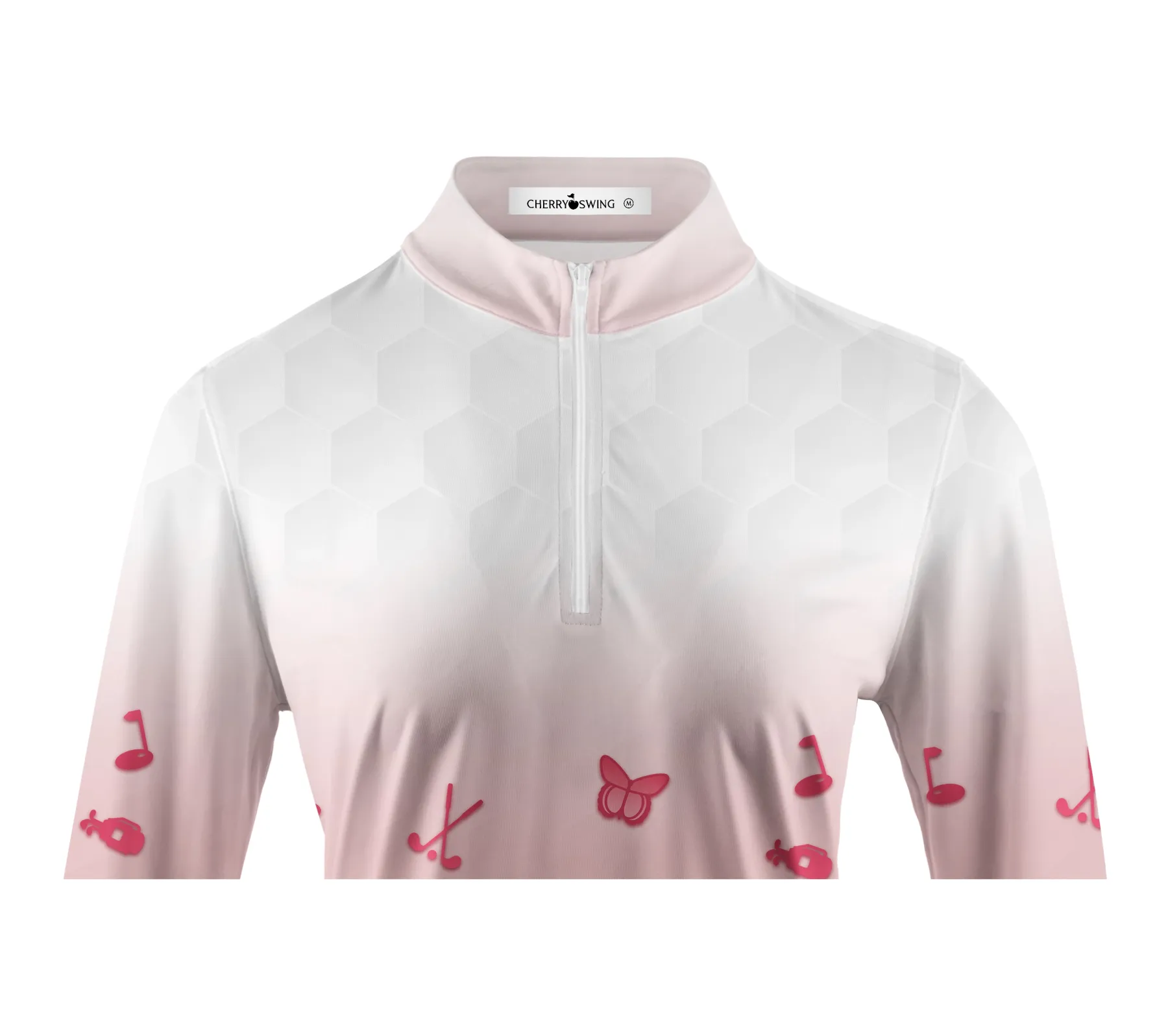 Cherryswing Women's Pink Gradient Golf Long Sleeve Polo Shirt