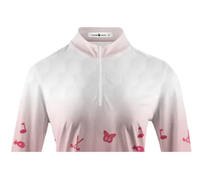 Cherryswing Women's Pink Gradient Golf Long Sleeve Polo Shirt