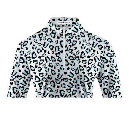 Cherryswing Women's Leopard Golf Long Sleeve Polo Shirt