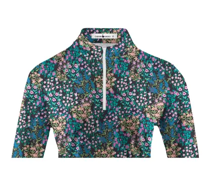 Cherryswing Women's Golf Wildflowers Bloom Long Sleeve Polo Shirt