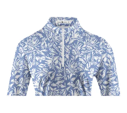 Cherryswing Women's Golf Flower Breathable Long Sleeve Polo Shirt