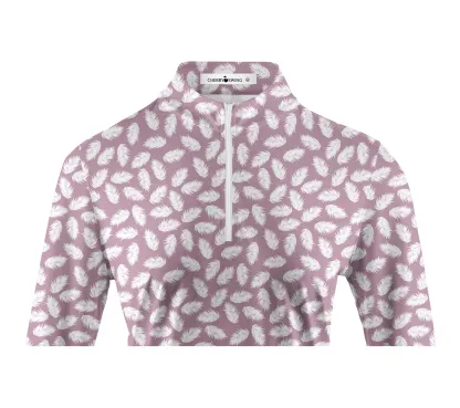 Cherryswing Women's Golf Feather Long Sleeve Polo Shirt