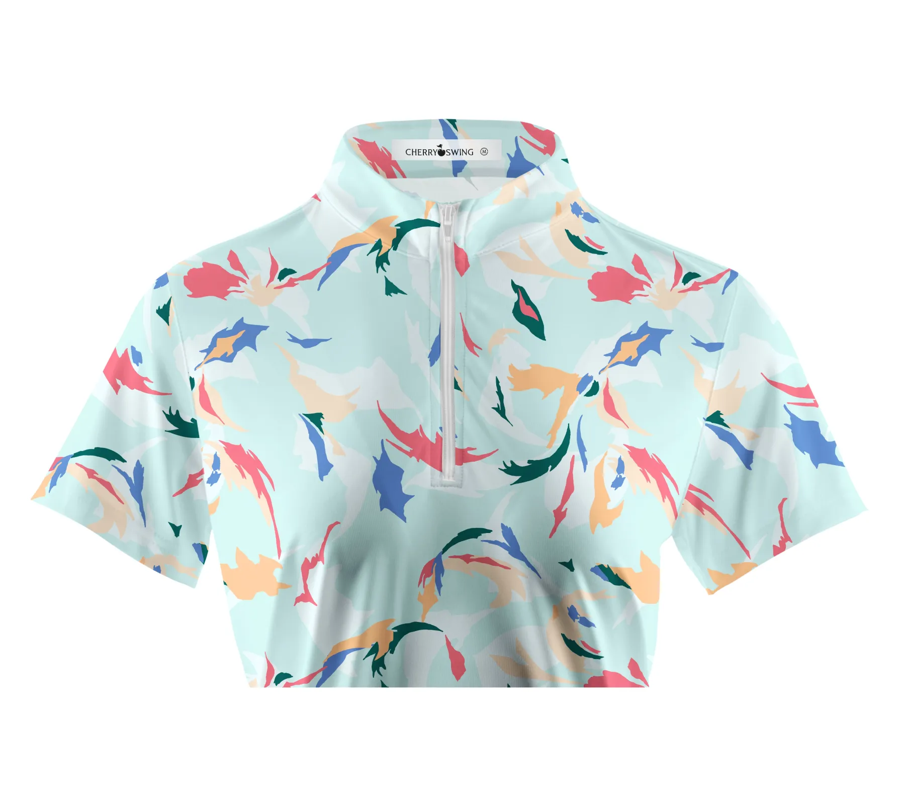 Cherryswing Women's Floral Color Matching Golf Short Sleeve Polo Shirt