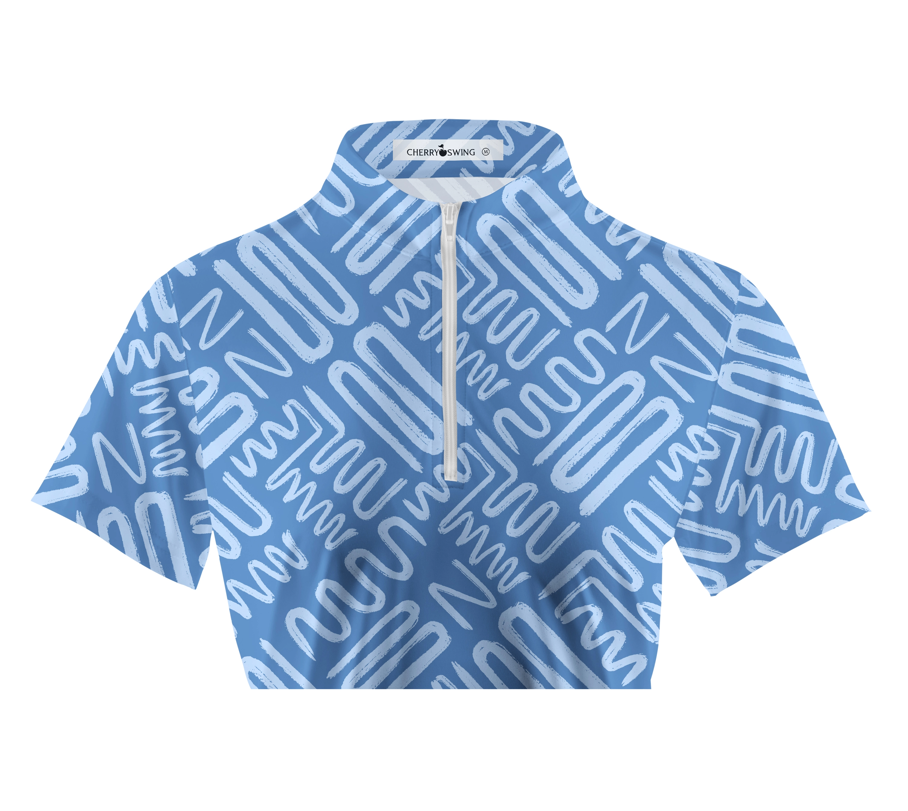 Cherryswing Women's Line Printing Golf Short Sleeve Polo Shirt